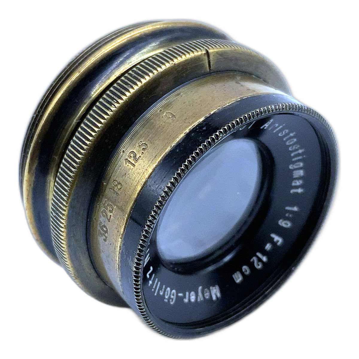 Meyer-Görlitz Weitwinkel Aristostigmat 12cm 1:9 Messing (33mm Gewinde)