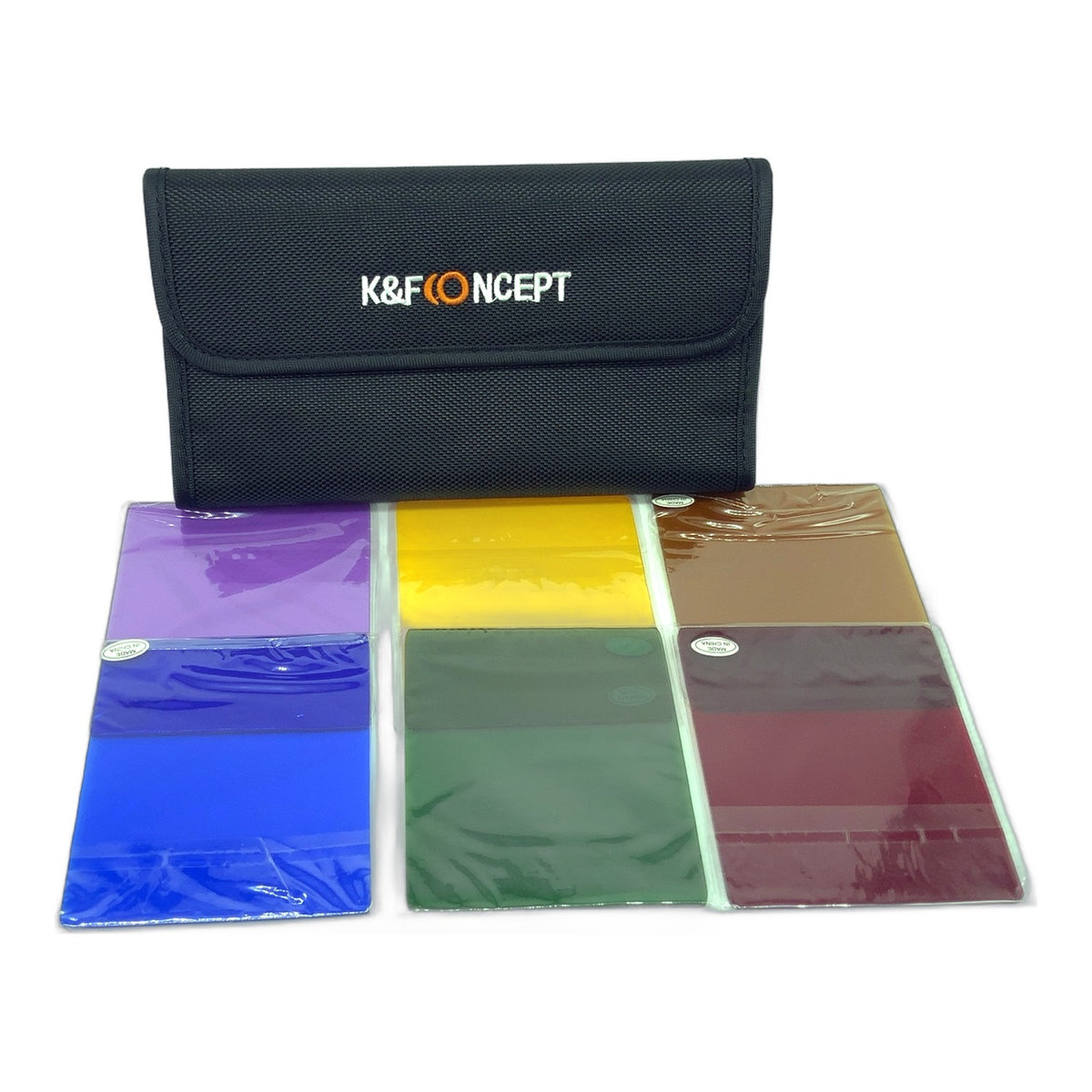 K&F Concept 6er Set Farbfilter Blue/Red/Green/Yellow/Purple/Brown + Case 85x95mm