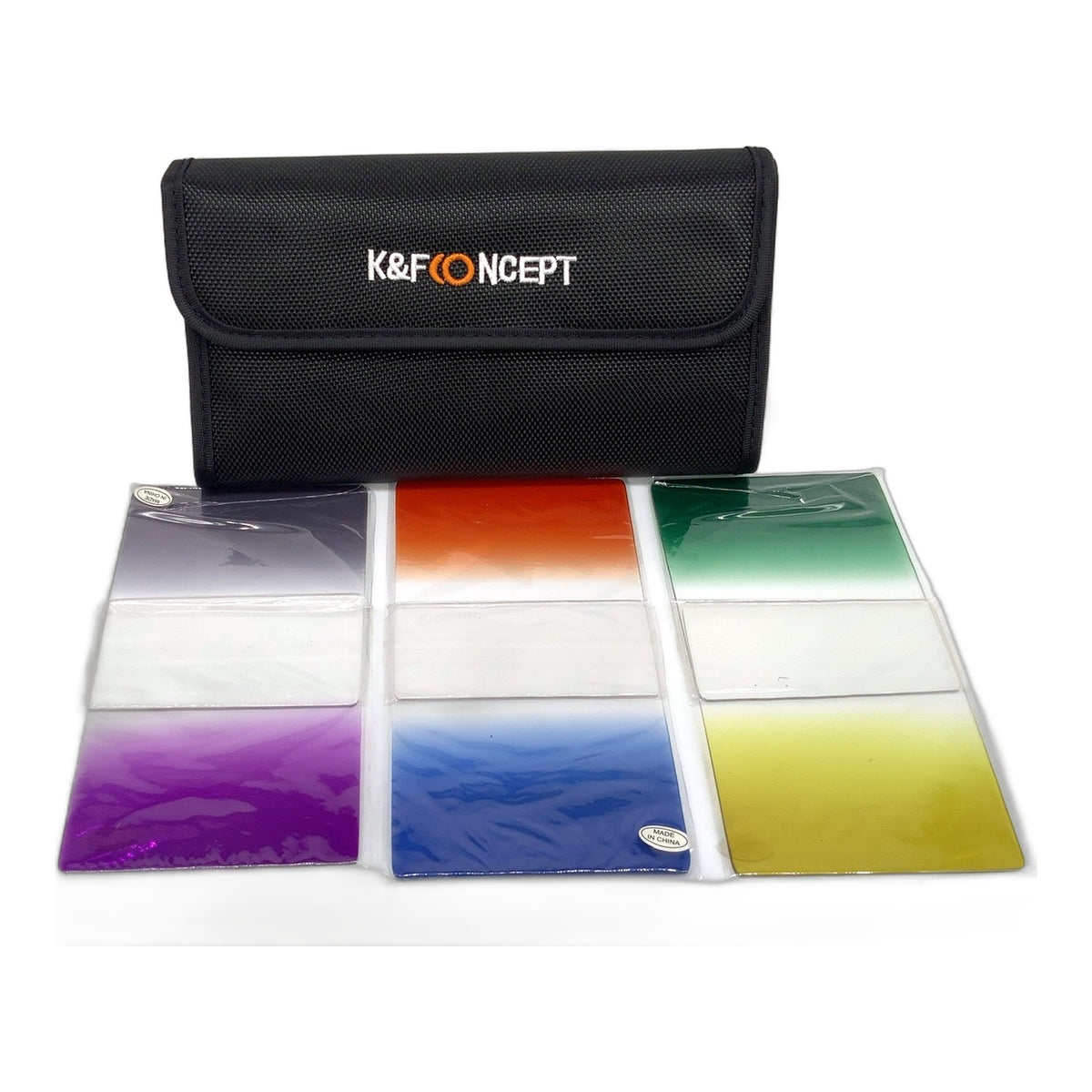 K&F Concept 6er Set Verlaufsfilter Orange/Yellow/Blue/Grey/Purple/Green 85x95mm