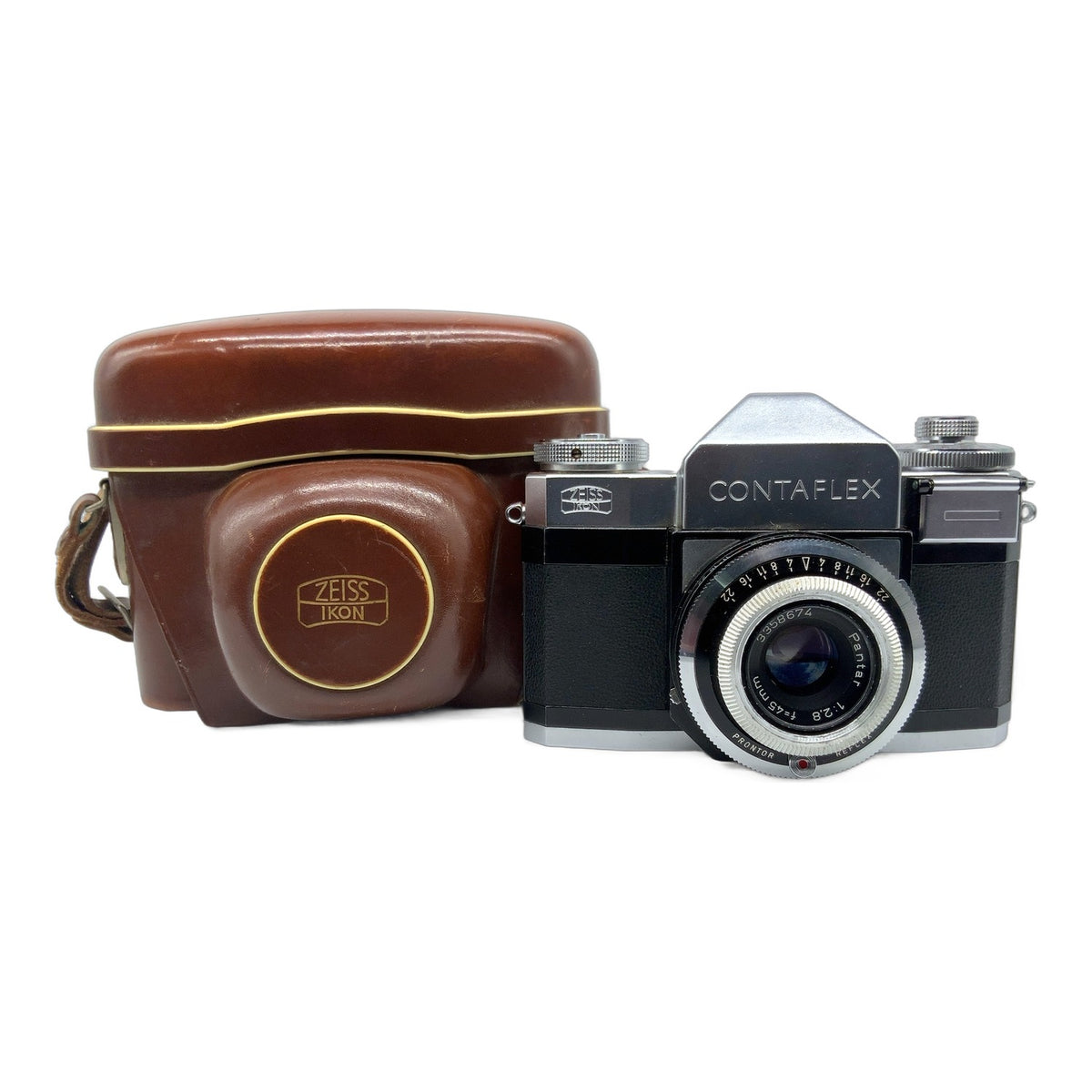 Zeiss Ikon Contaflex 35mm SLR Pantar 1:2.8 45mm Prontor Reflex Body mit Tasche
