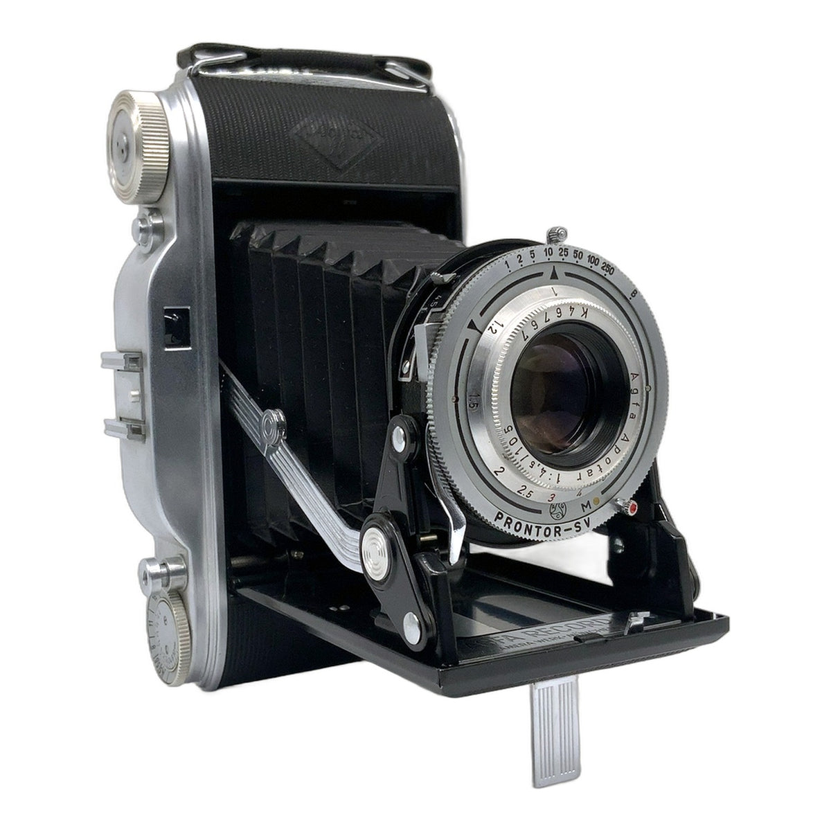 Agfa Record II Klappkamera mit Apotar 105mm 1:4.5 Prontor-SV Balgenkamera