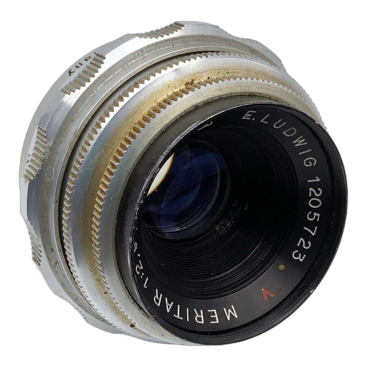 E. Ludwig Meritar red V 50mm 1:2.9 Objektiv manuell Festbrennweite (EXA) Nebel!