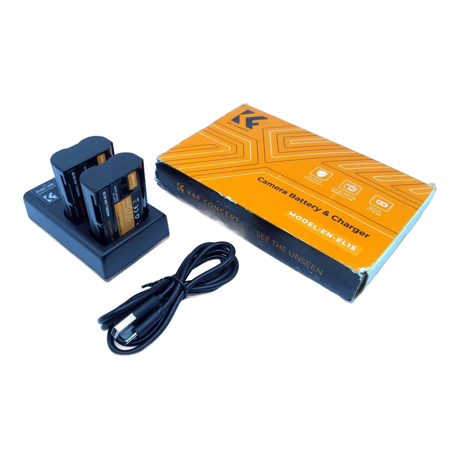 K&F Concept EN-EL15 Akku mit Ladegerät 2x2100mAh für Nikon D610 D600 D7000 D800