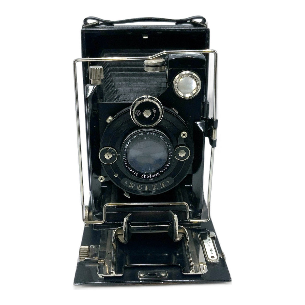 Plattenkamera mit Erkos-Freital. Doppel-Anastigmat  "Selar" 13,5mm 1:4.5 Rulex