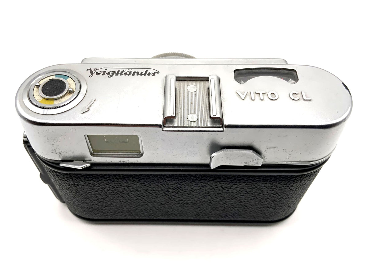 Voigtländer Vito CL rangefinder camera with Skopar 50mm 1:2.8 and 35mm Pronto LK lenses.