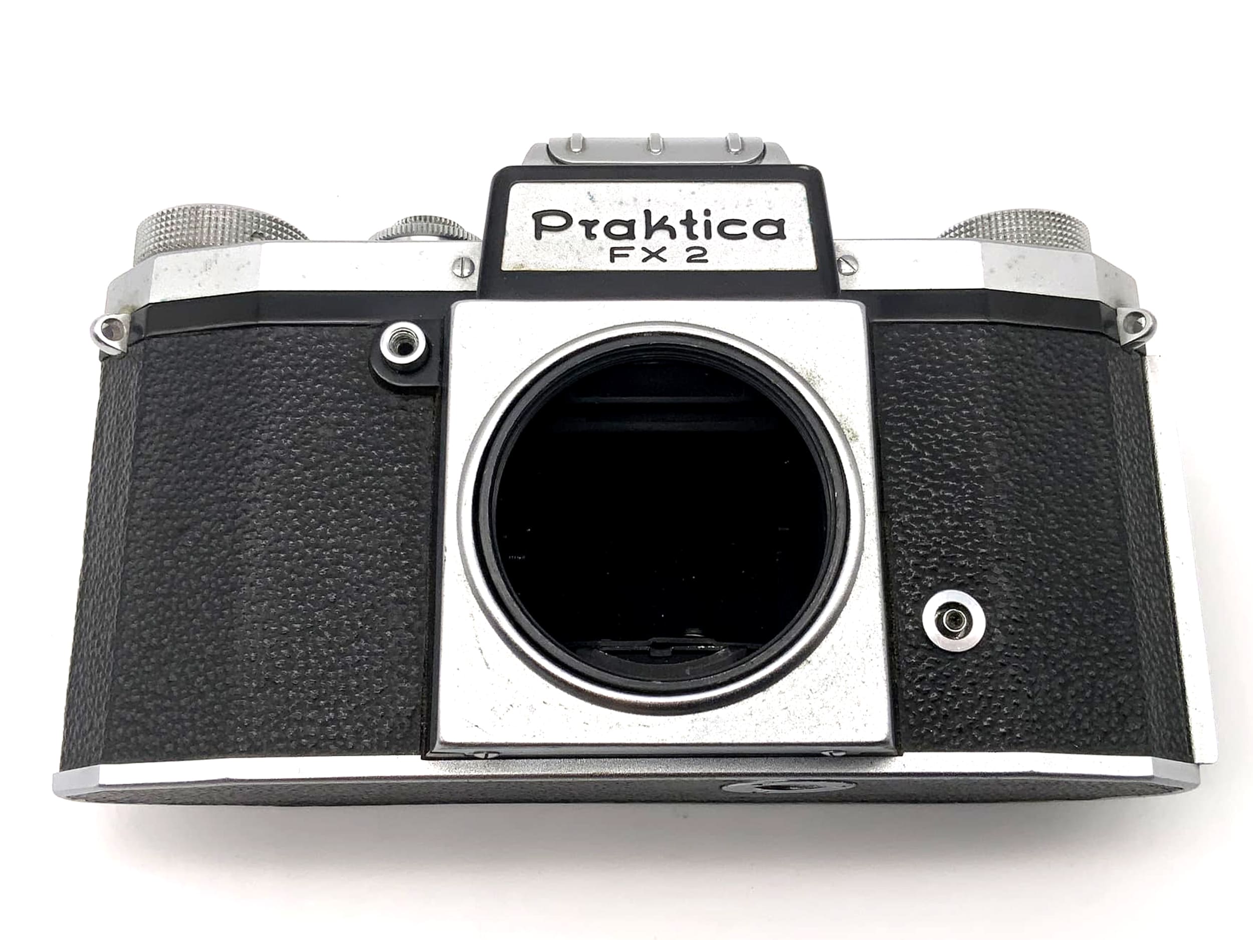 Praktica FX 2 SLR camera with waist-level finder and Pentacon 35mm lens, body
