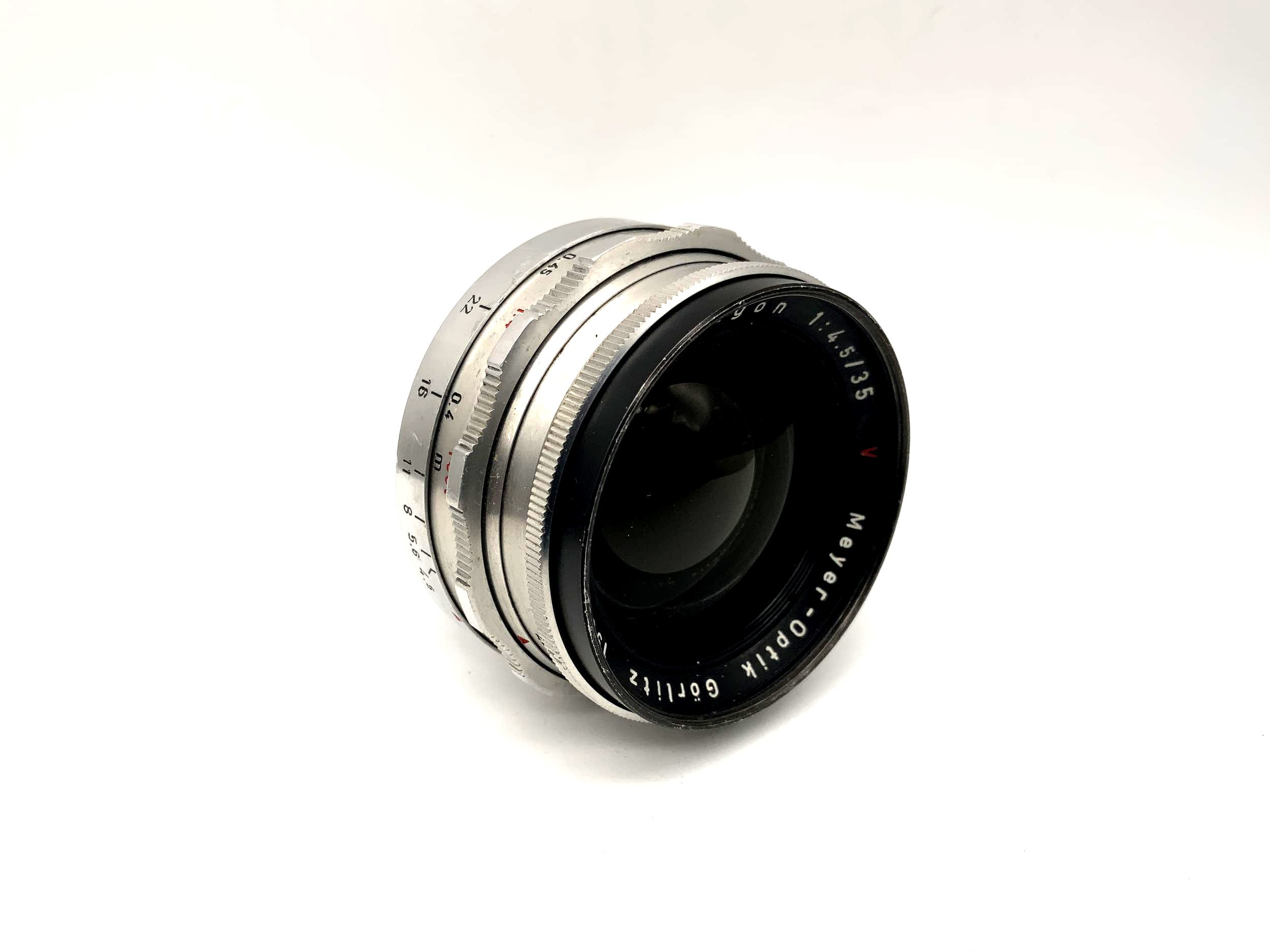 Meyer Optik Görlitz 35mm 1:4.5 lens red V Primagon camera lens (M42)