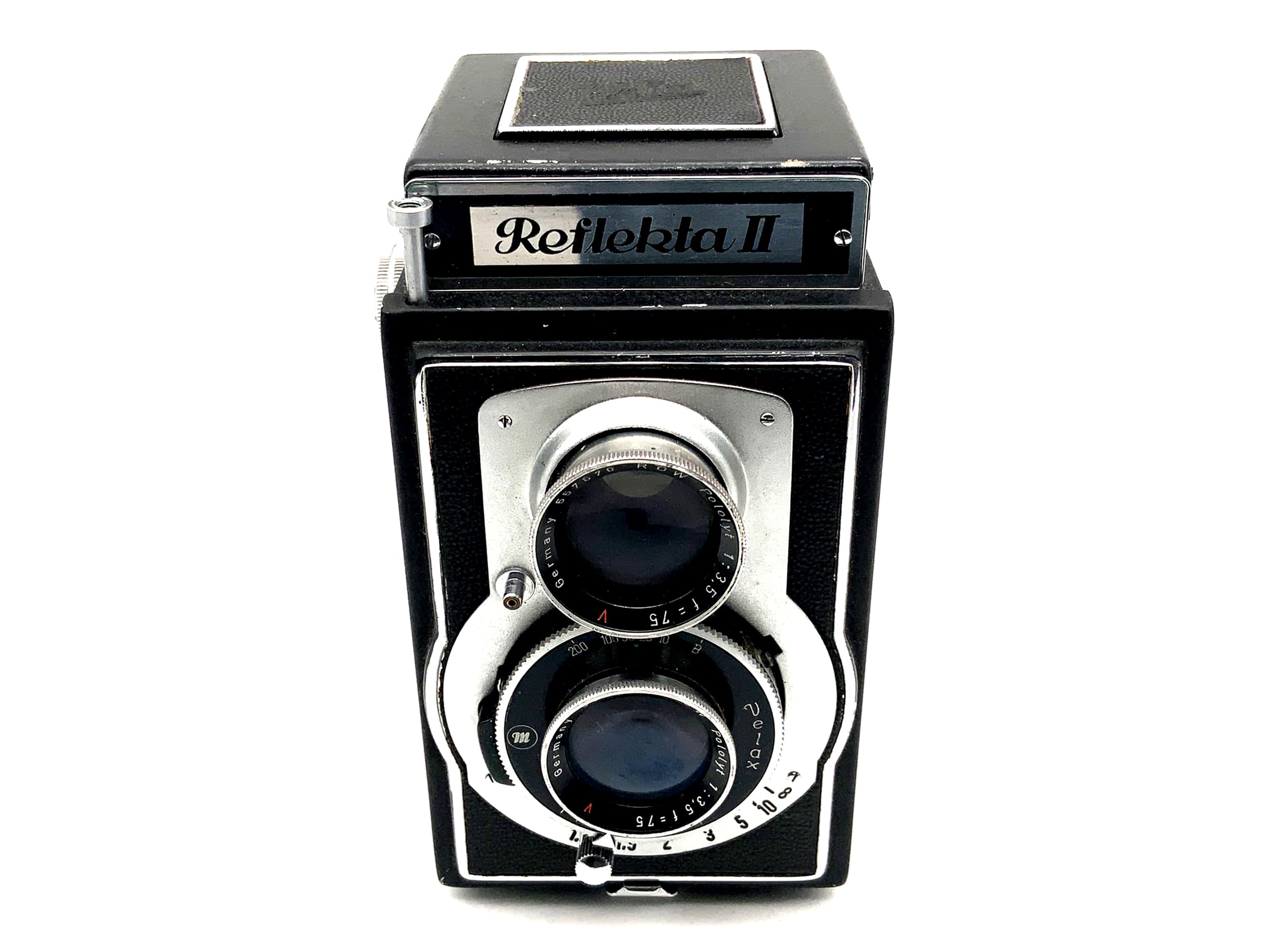 Welta Reflexiona II TLR with ROW Pololyt 1:3.5 f=75 red V velax two-lens camera