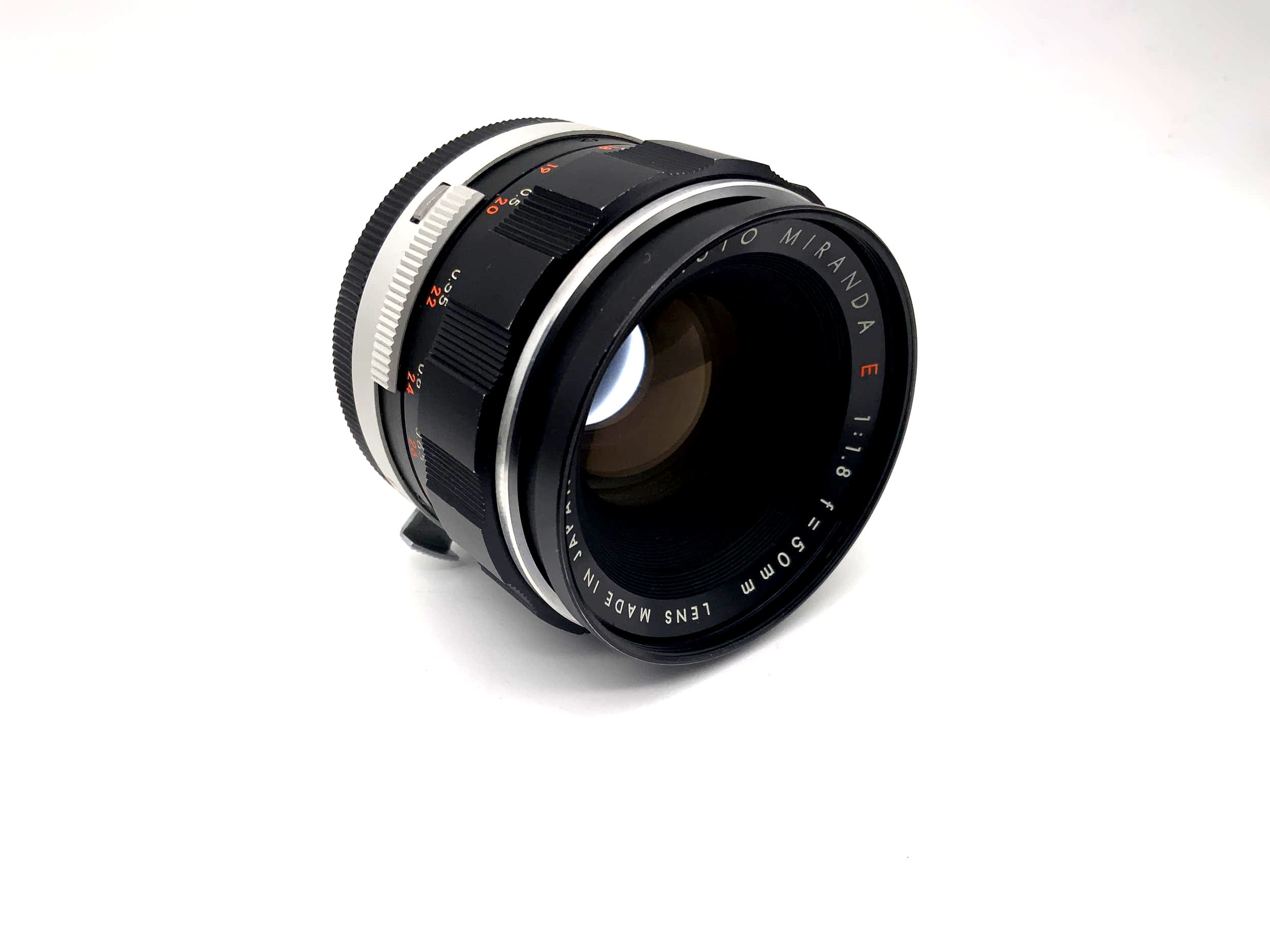 Miranda 50mm 1:1.8 lens red E Auto Camera Lens (Miranda bayonet)