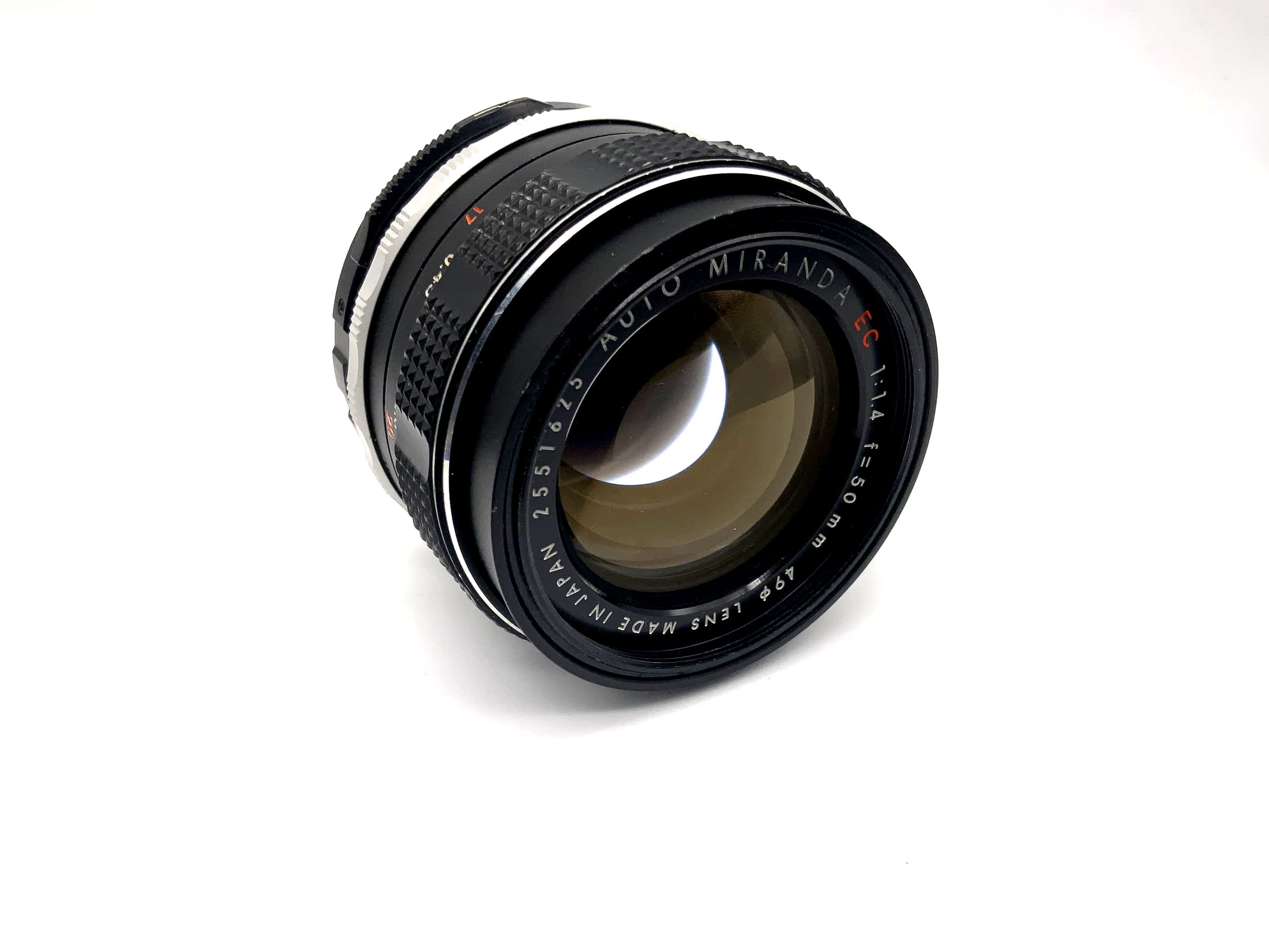 Miranda 50mm 1:1.4 lens red EC Auto Camera Lens (Miranda bayonet mount)