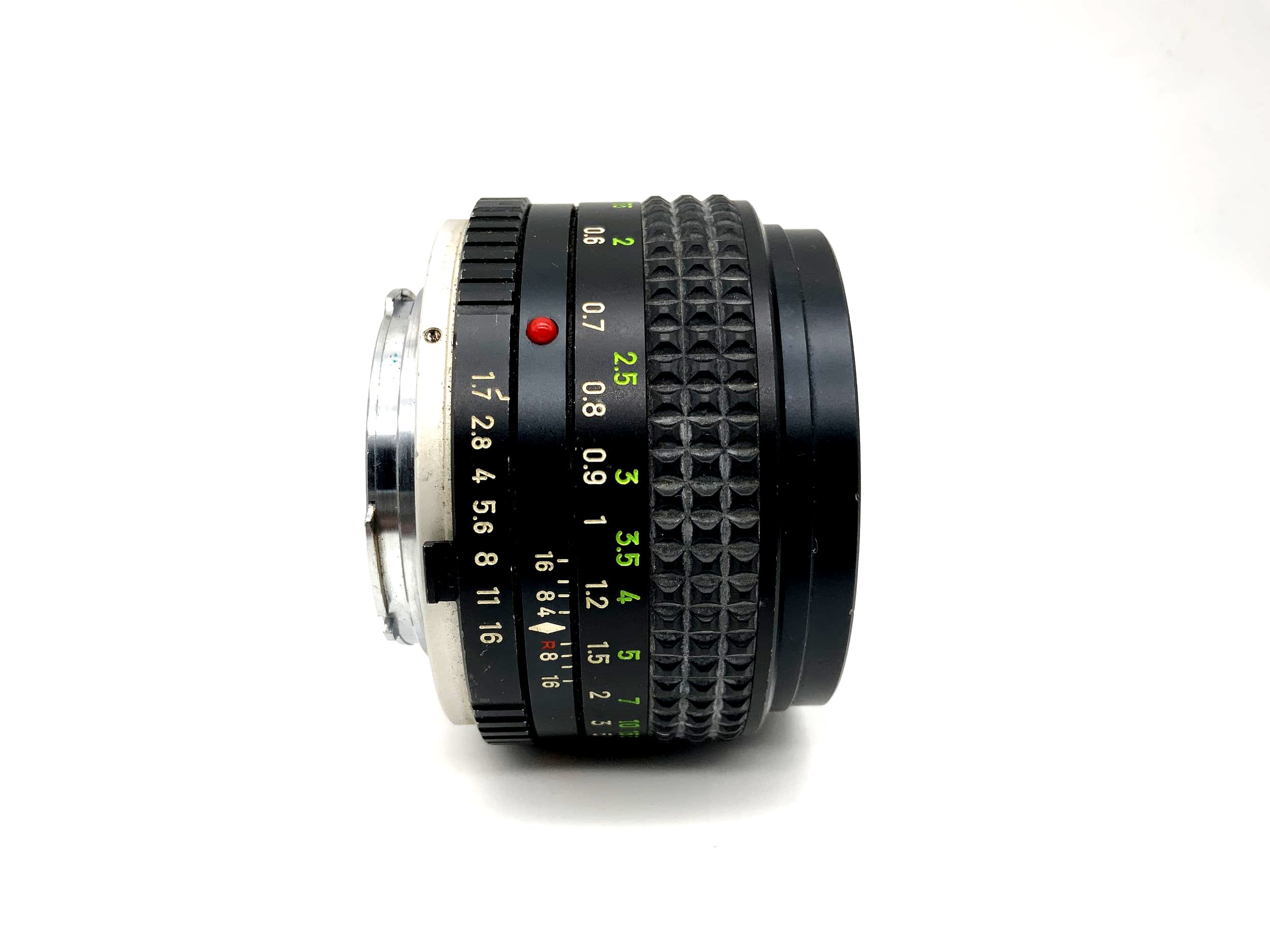 Minolta 50mm 1:1.7 lens MC Rokkor-PF camera lens (Minolta MD) aperture!