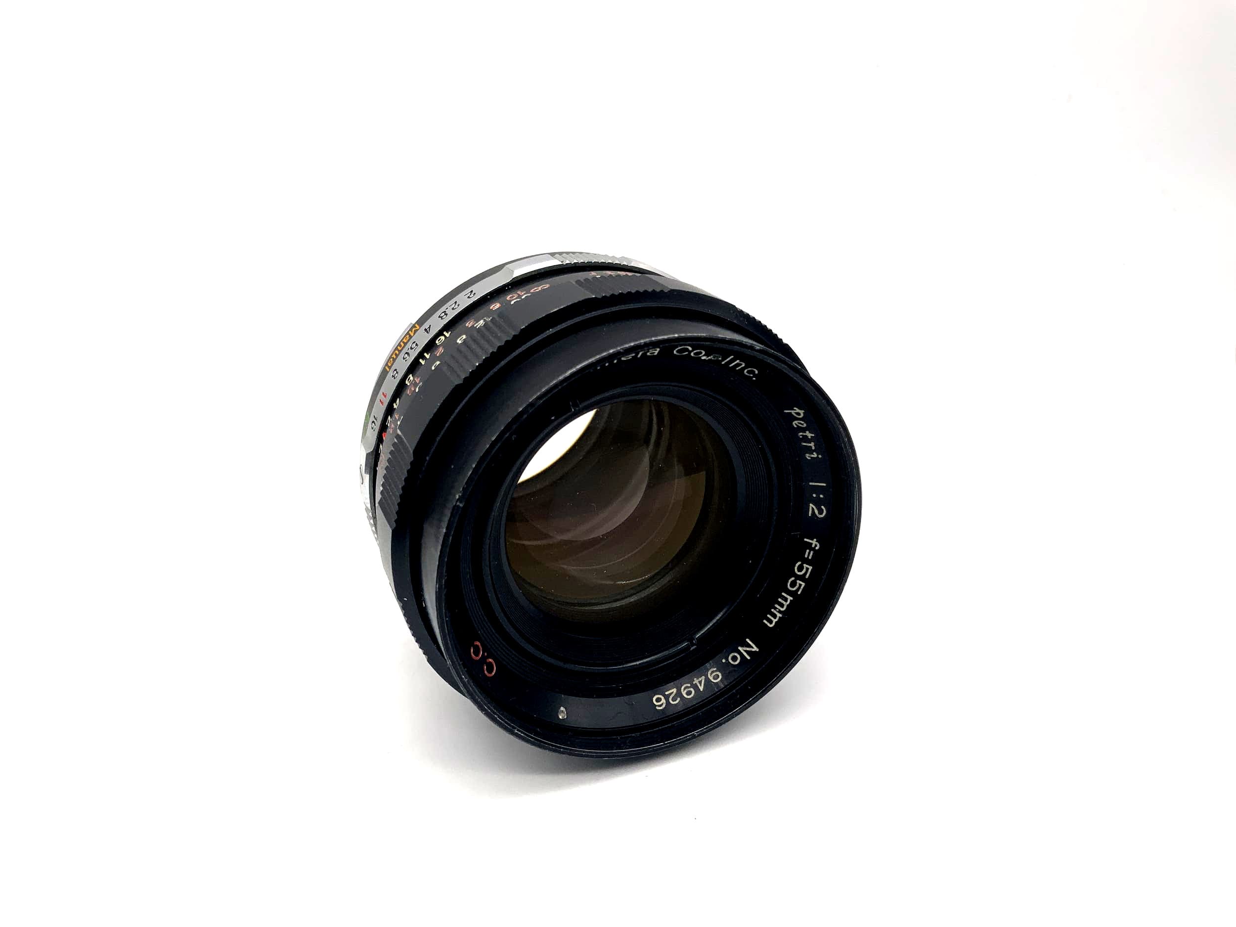 Petri 55mm 1:2 lens red CC camera lens (Petri bayonet)