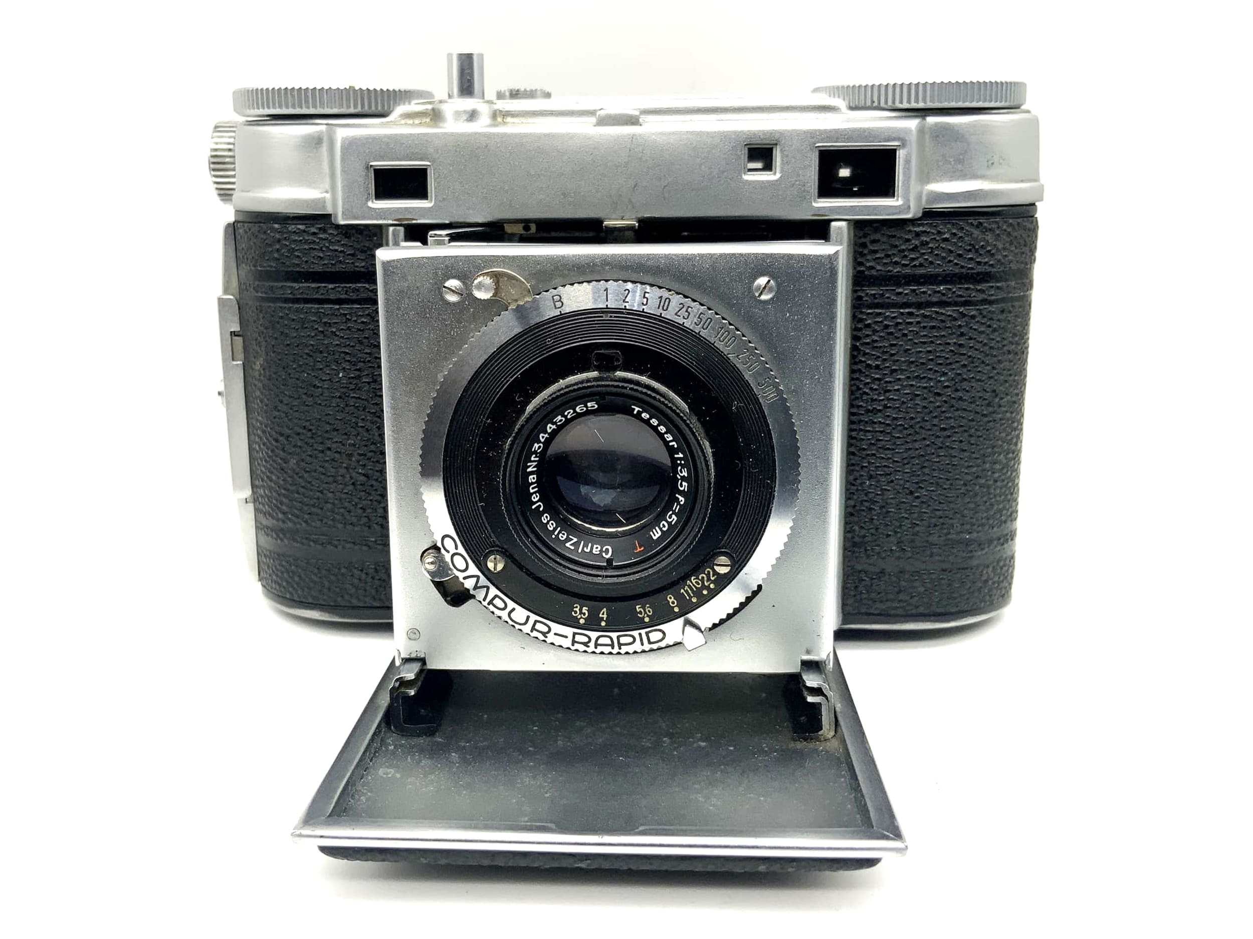 Certo folding camera with Carl Zeiss Tessar 1:3.5 5cm 50mm red T Compur Rapid