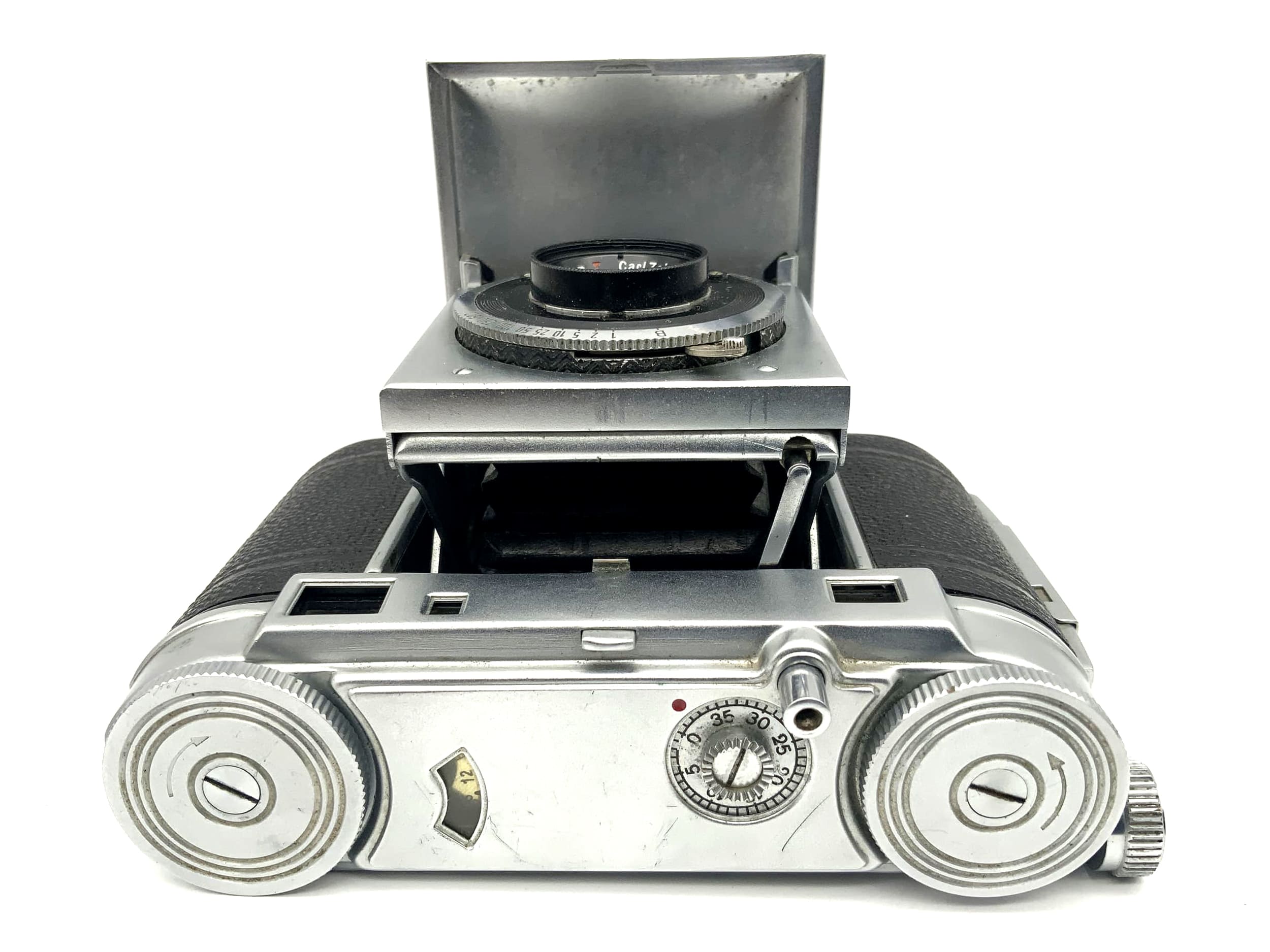 Certo folding camera with Carl Zeiss Tessar 1:3.5 5cm 50mm red T Compur Rapid