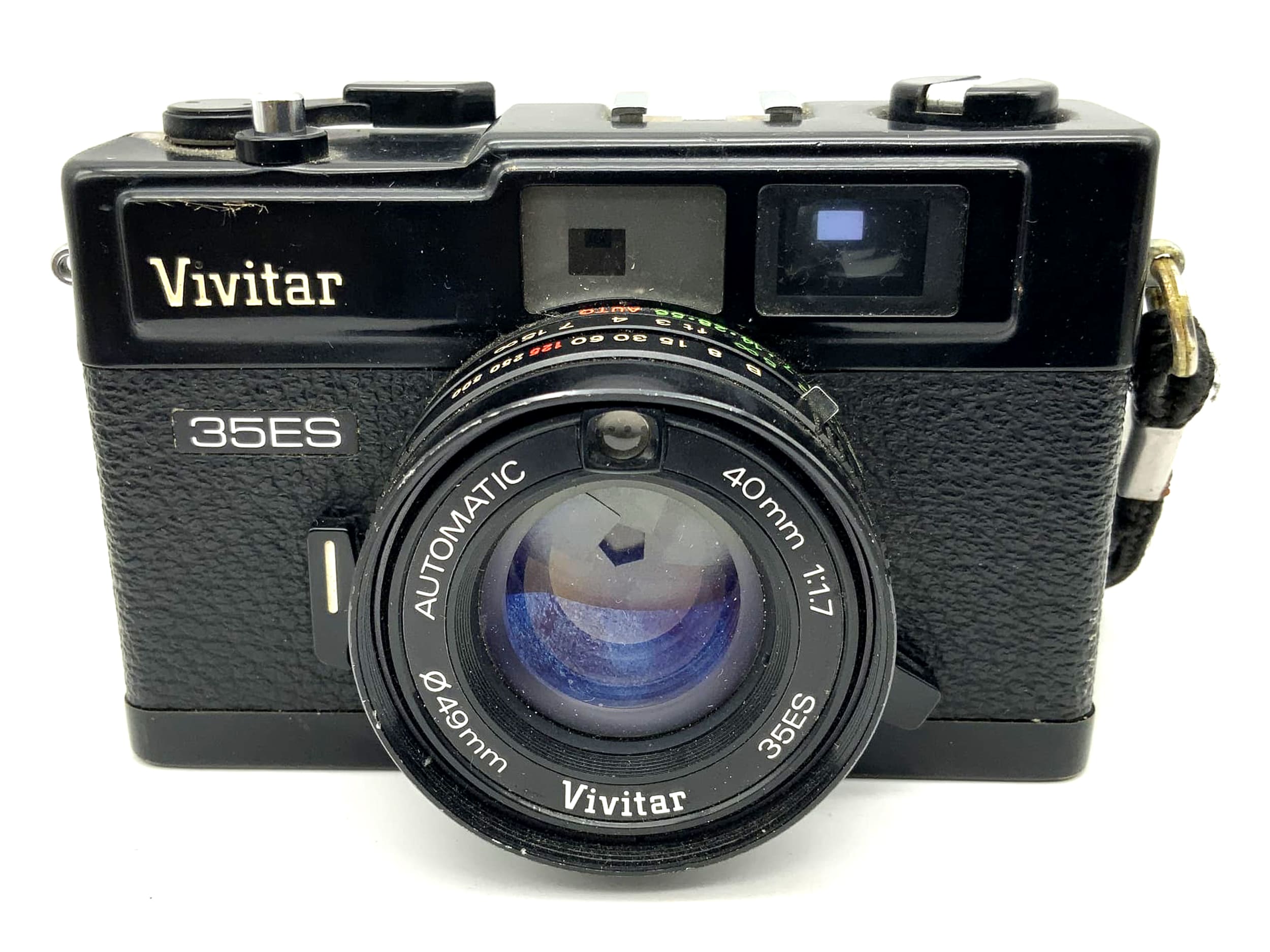 Vivitar 35ES viewfinder camera with automatic 40mm 1:1.7 lens, analog camera, black