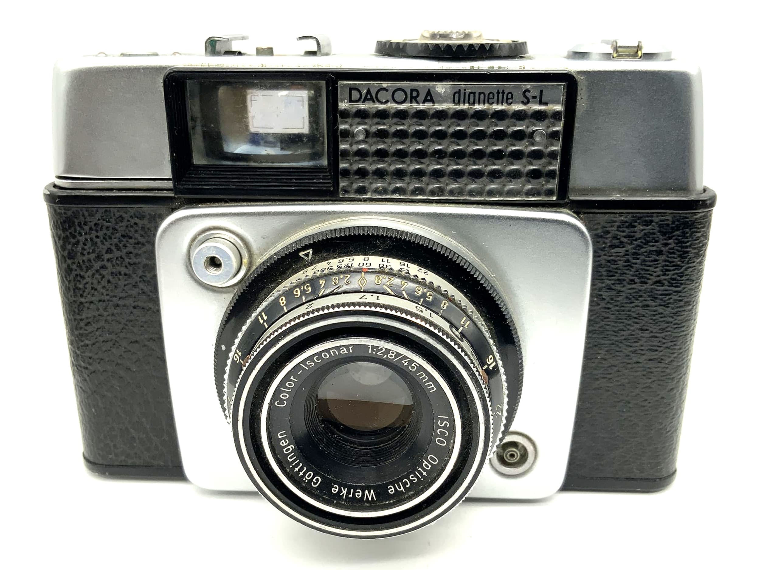 Dacora dignette SL viewfinder camera with Color-Isconar 1:2.8/45mm Prontor 300 S