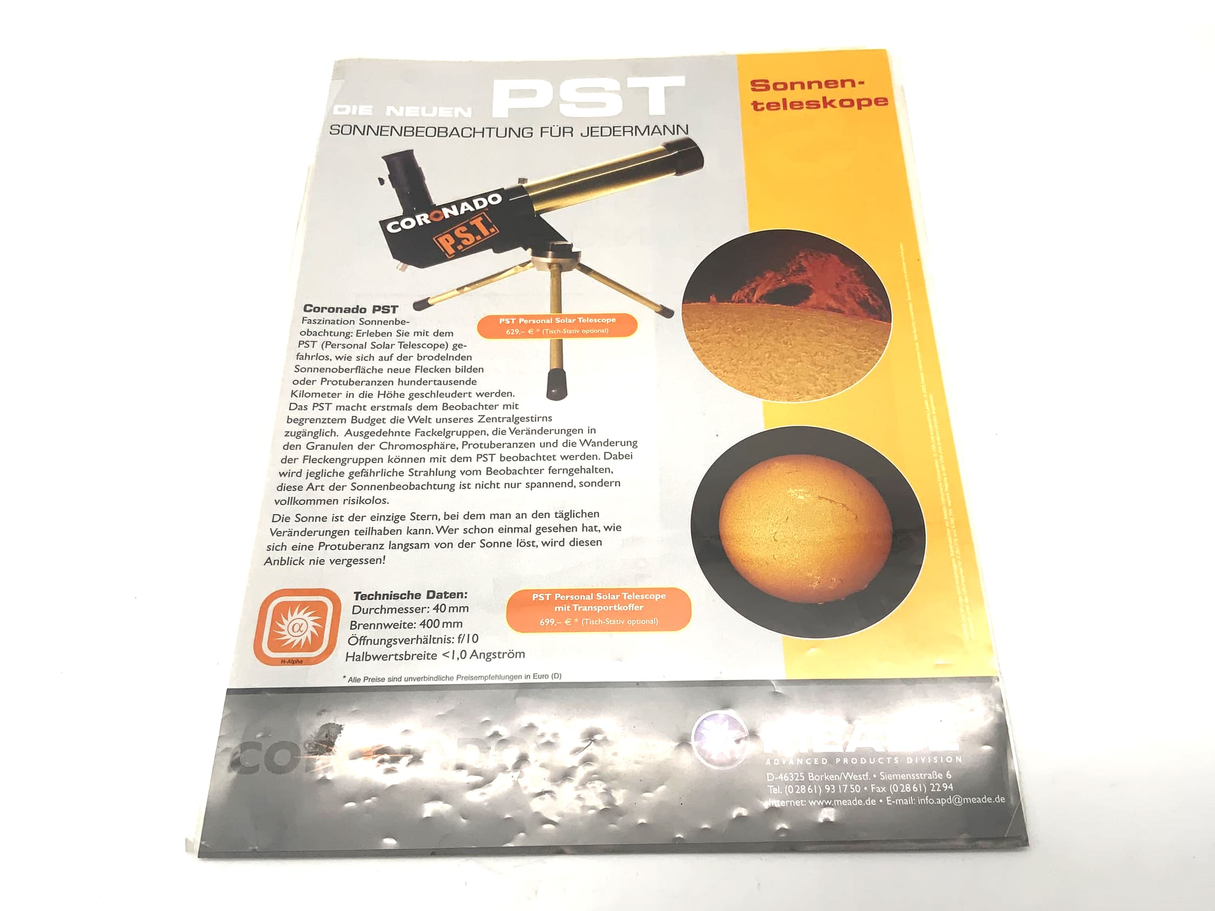 Coronado ST 40/400 PST Personal Solar Telescope with Case