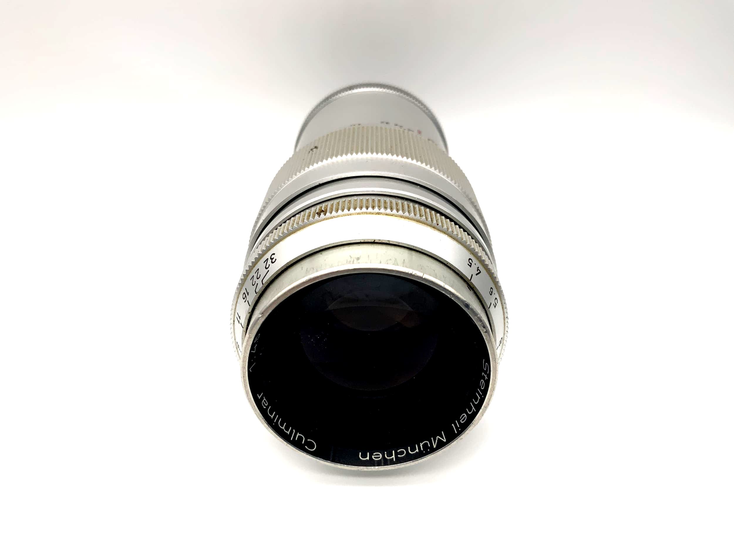 Steinheil Munich 135mm 1:4.5 Culminar lens, compatible with Leica Mushroom (M39)