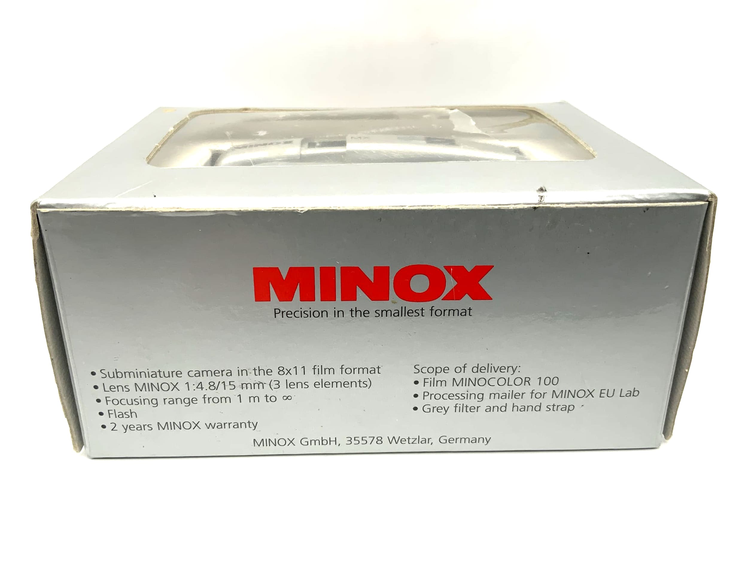 Minox MX with Minox 1:4.8 f=15mm 60209 with original packaging and flash miniature camera spy cam