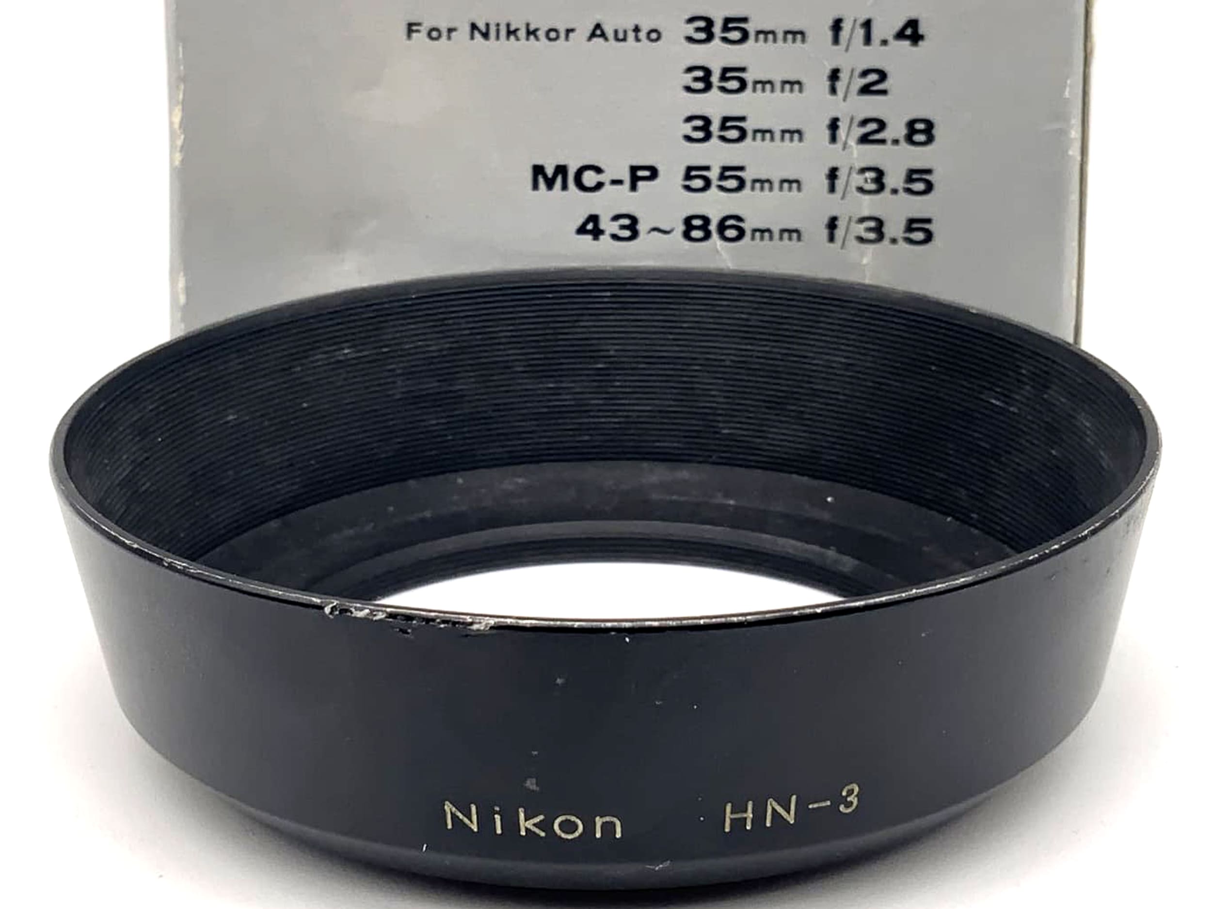 Nikon HN-3 in original packaging, screw-in type for Nikkor 35mm f/1.4 f/2 f/2.8 lens hood