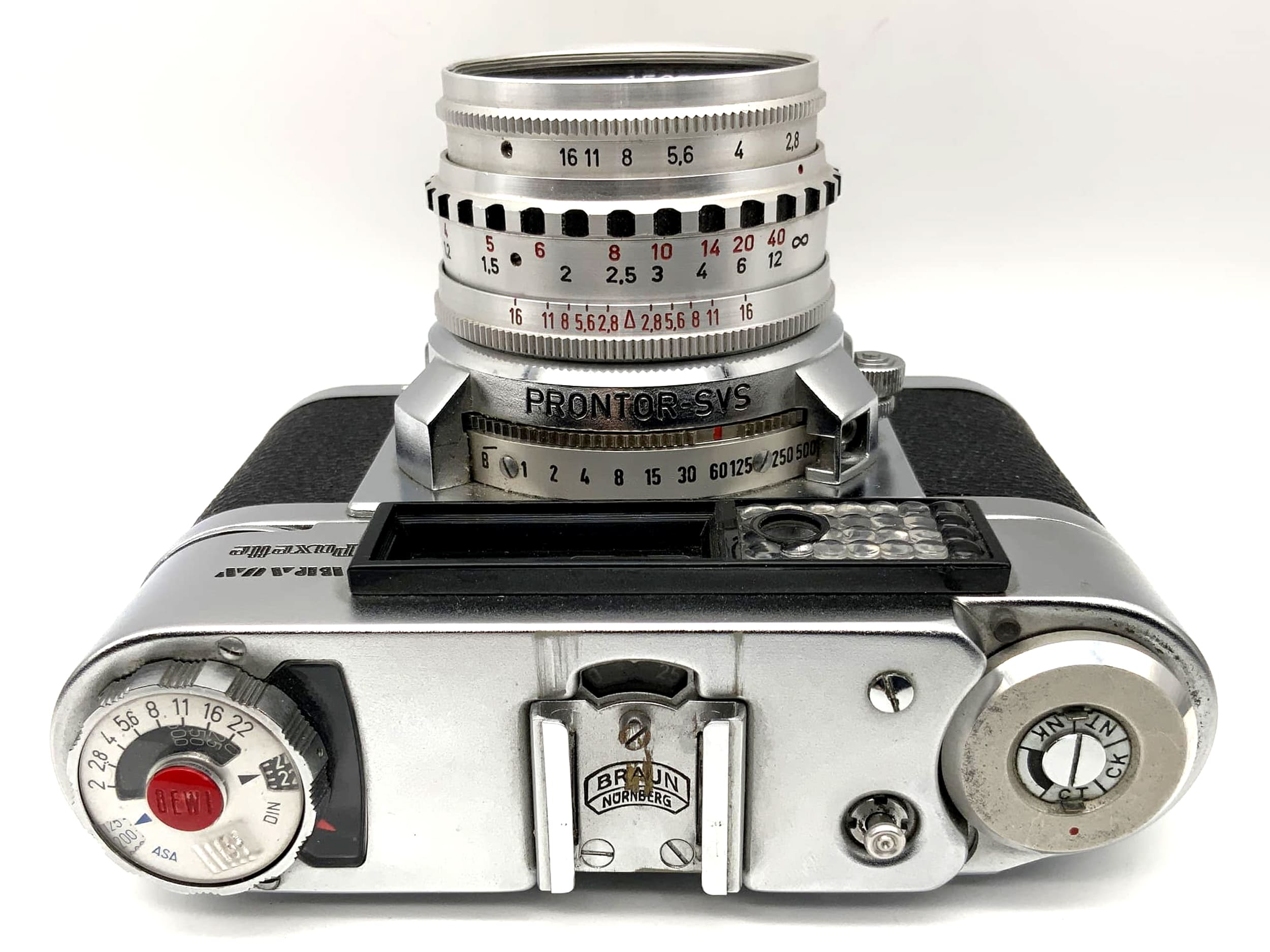 Braun Paxette II BL + Staeble Color-Ultralit 1:2.8/50 Prontor SVS !Beli defective!