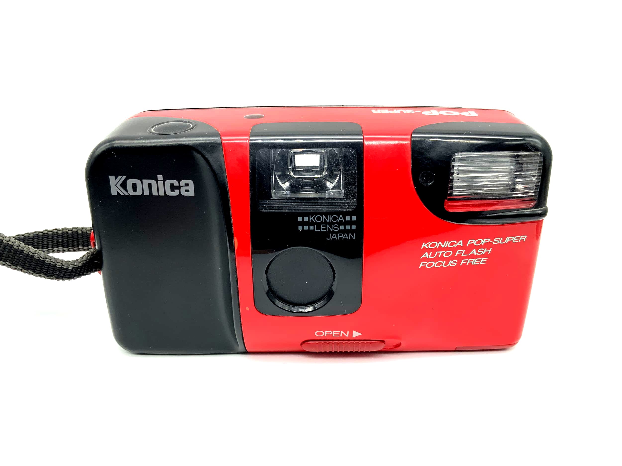 Konica Pop-Super Point&amp;Shoot red Auto Flash Focus Free analog camera 35mm