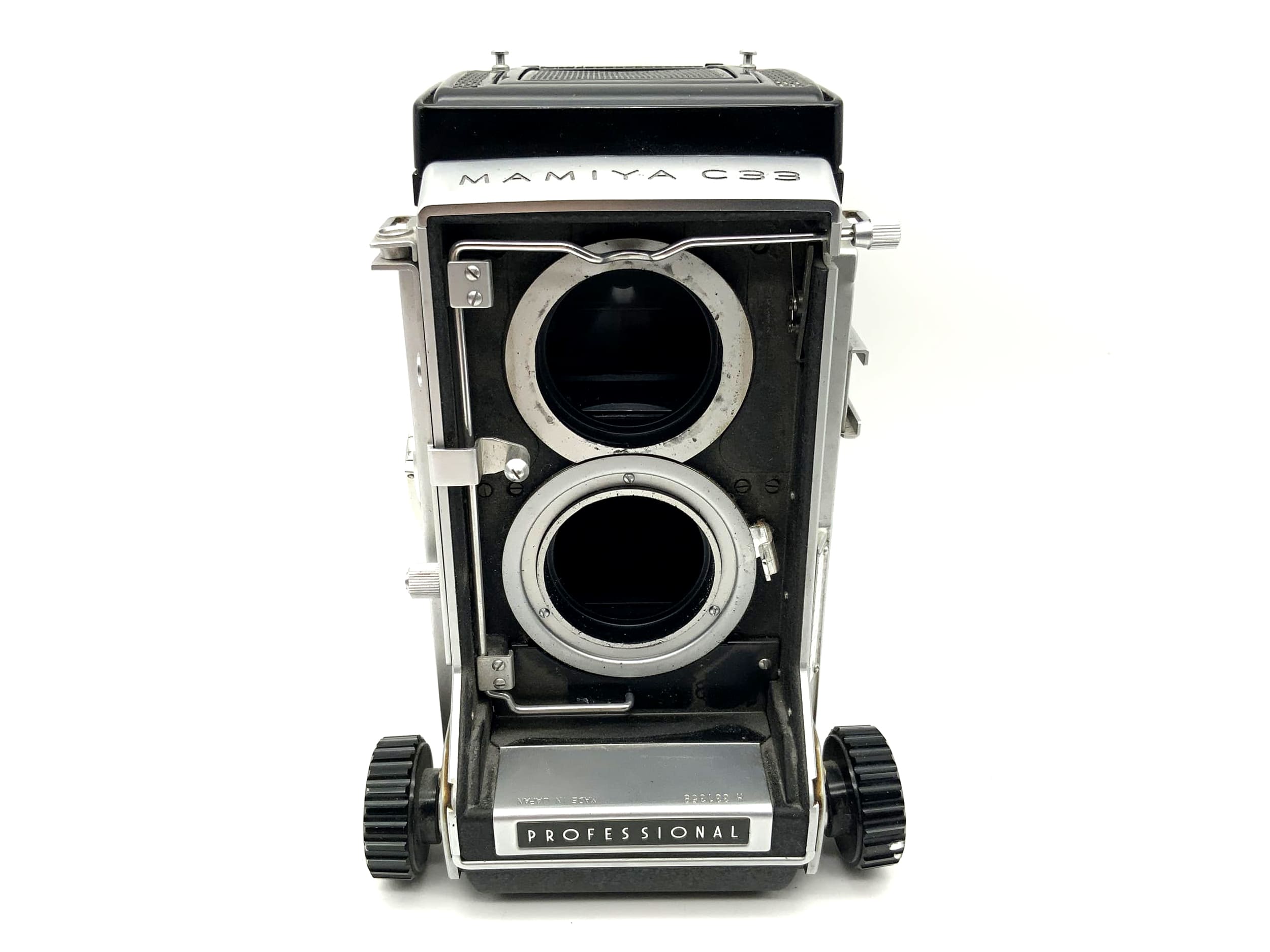 Mamiya C33 professional TLR 6x6 body, drop damage, twin-lens reflex camera