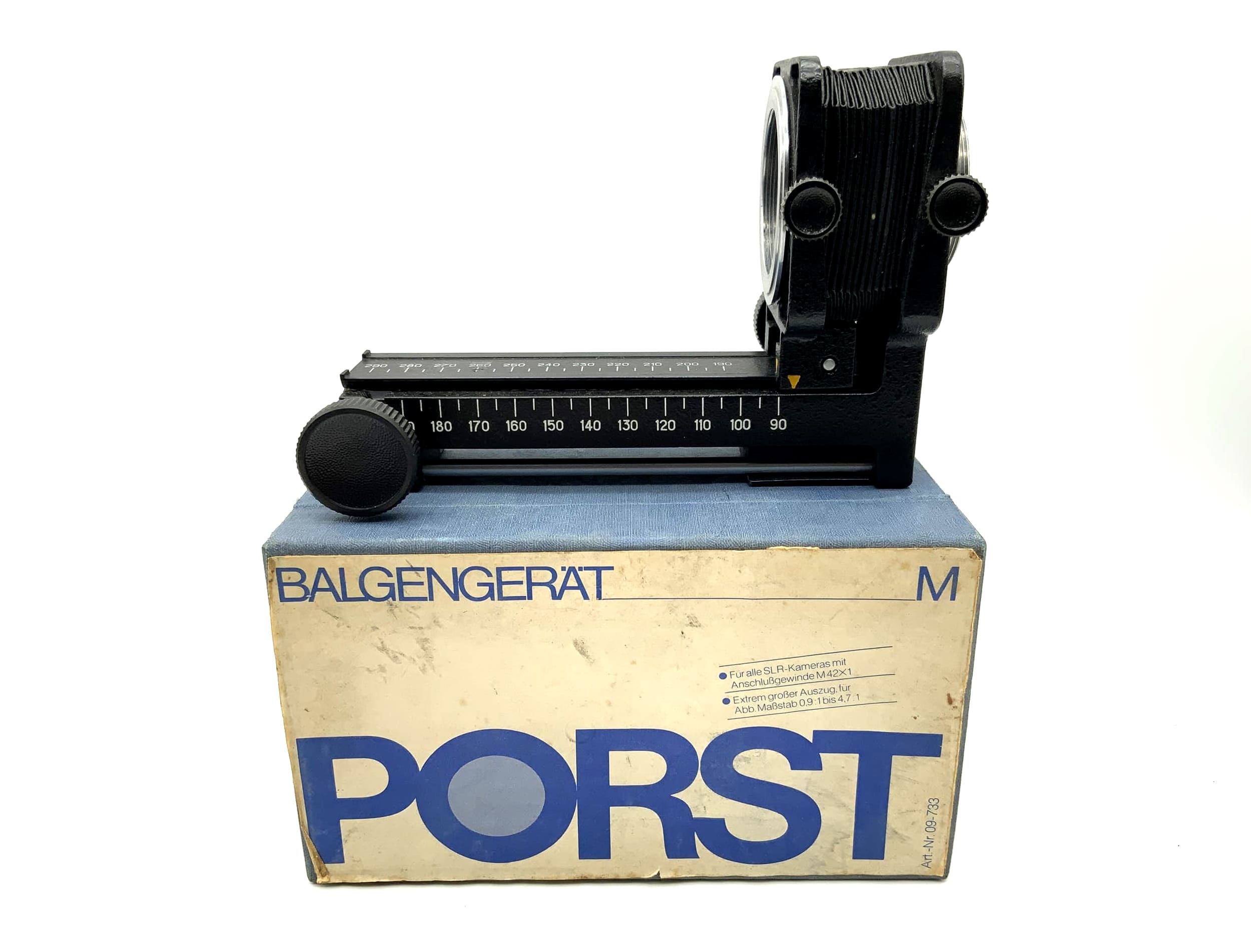 Porst Bellows Bellows Unit M black with adjustment slide with original packaging (M42)