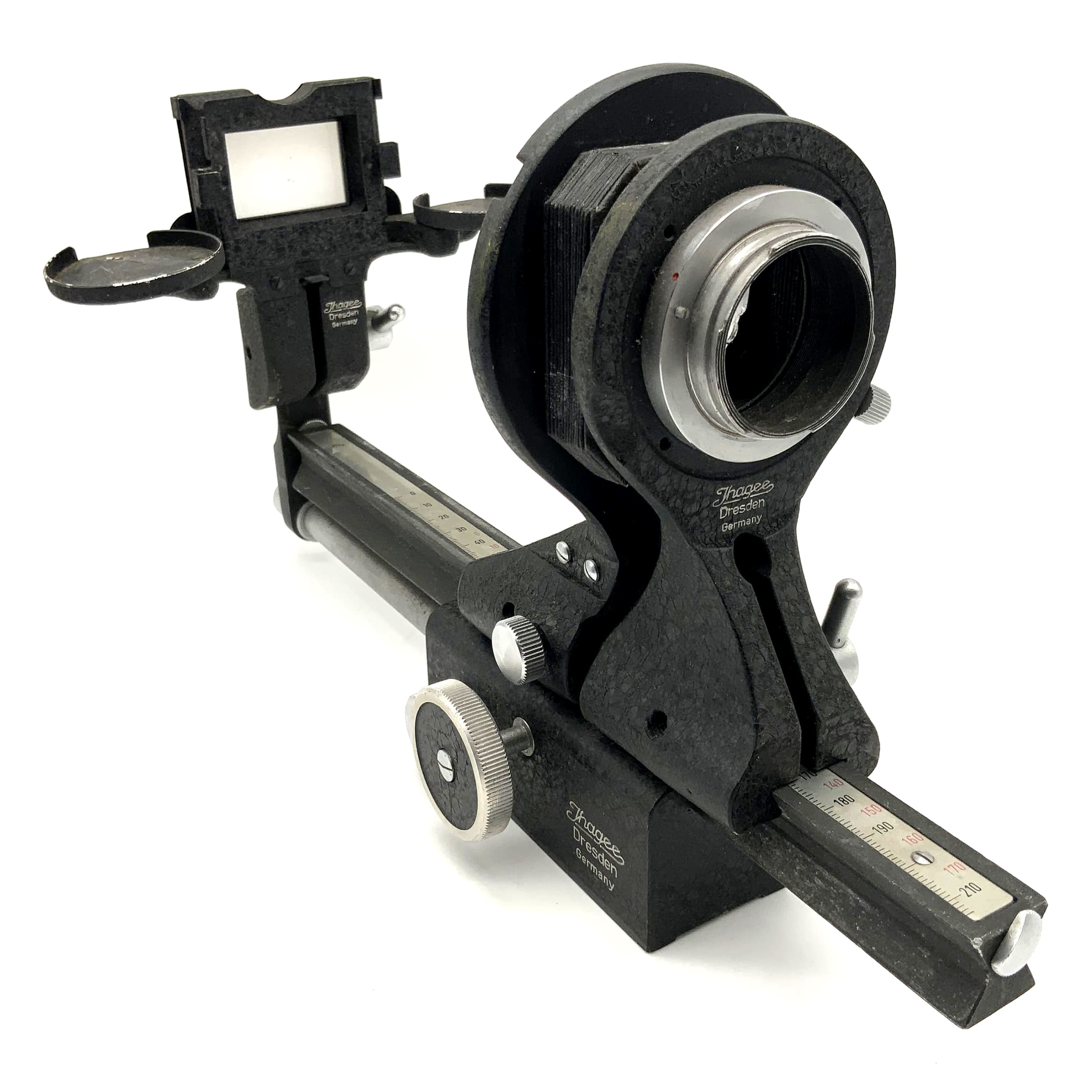 Ihagee bellows unit, black, with slide duplicator/slide copier