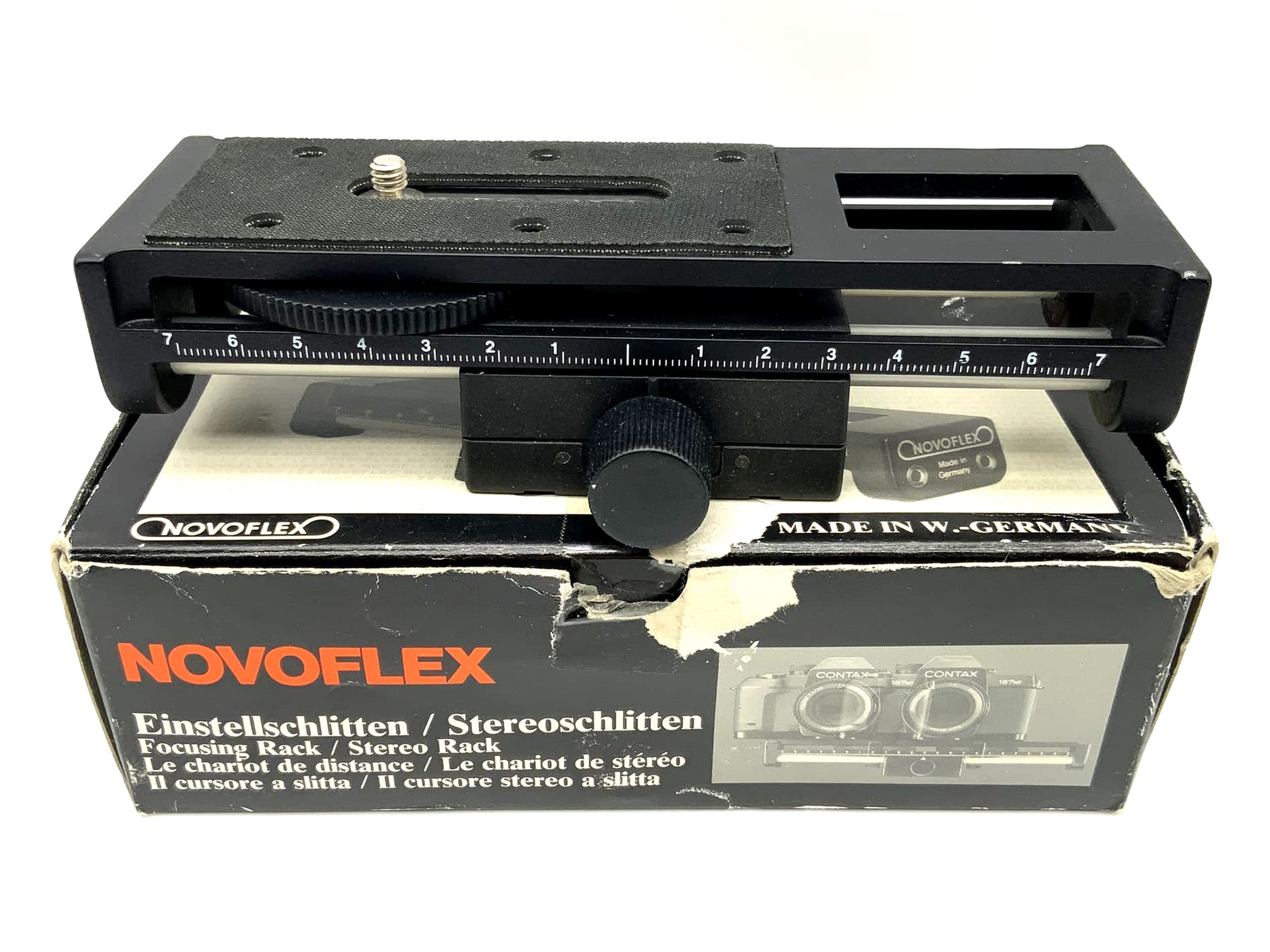 Novoflex Castel K focusing rack stereo slide in original packaging