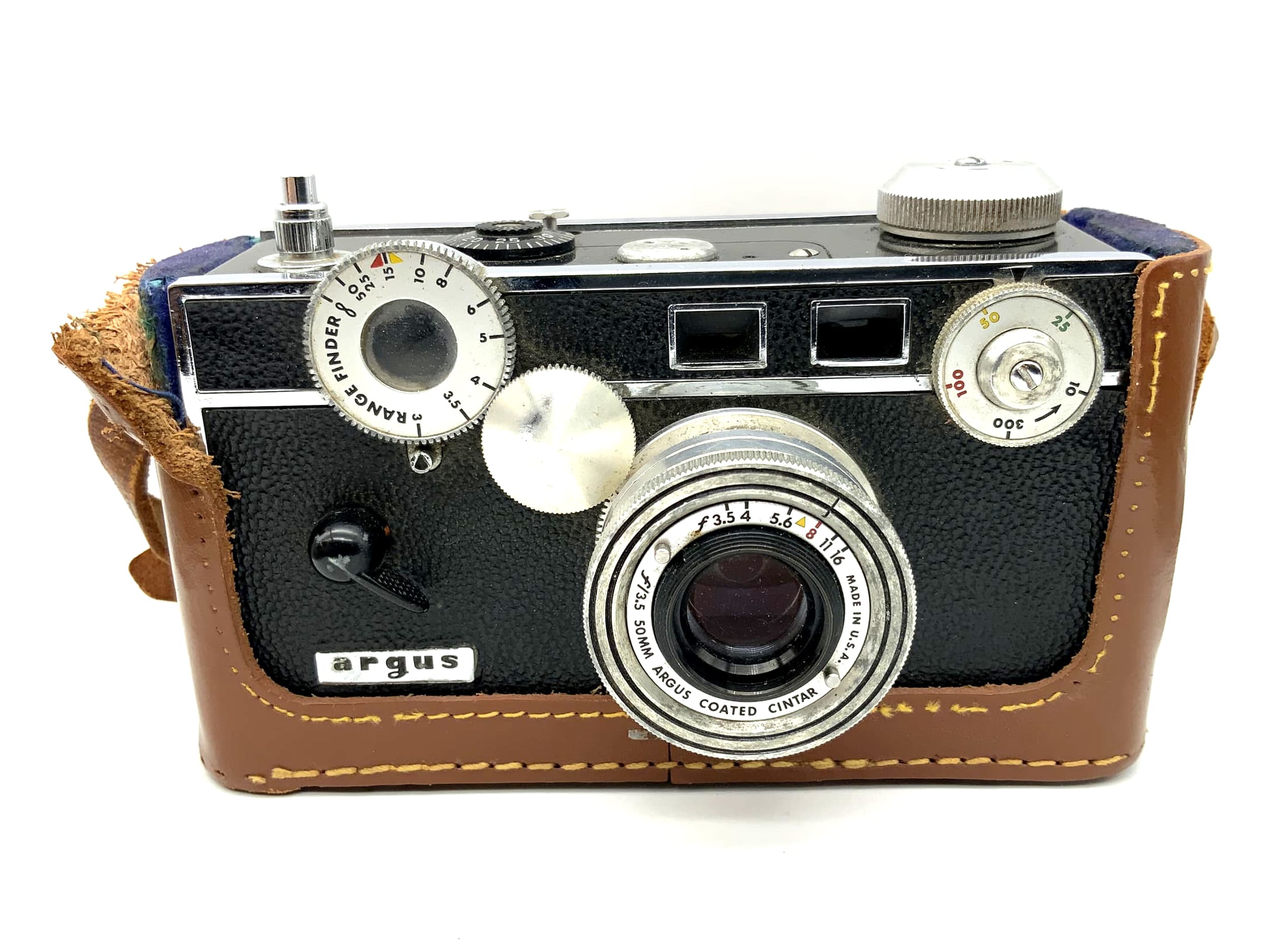 Argus C-3 viewfinder camera Cintar f/3.5 50mm with case, compact camera, analog camera