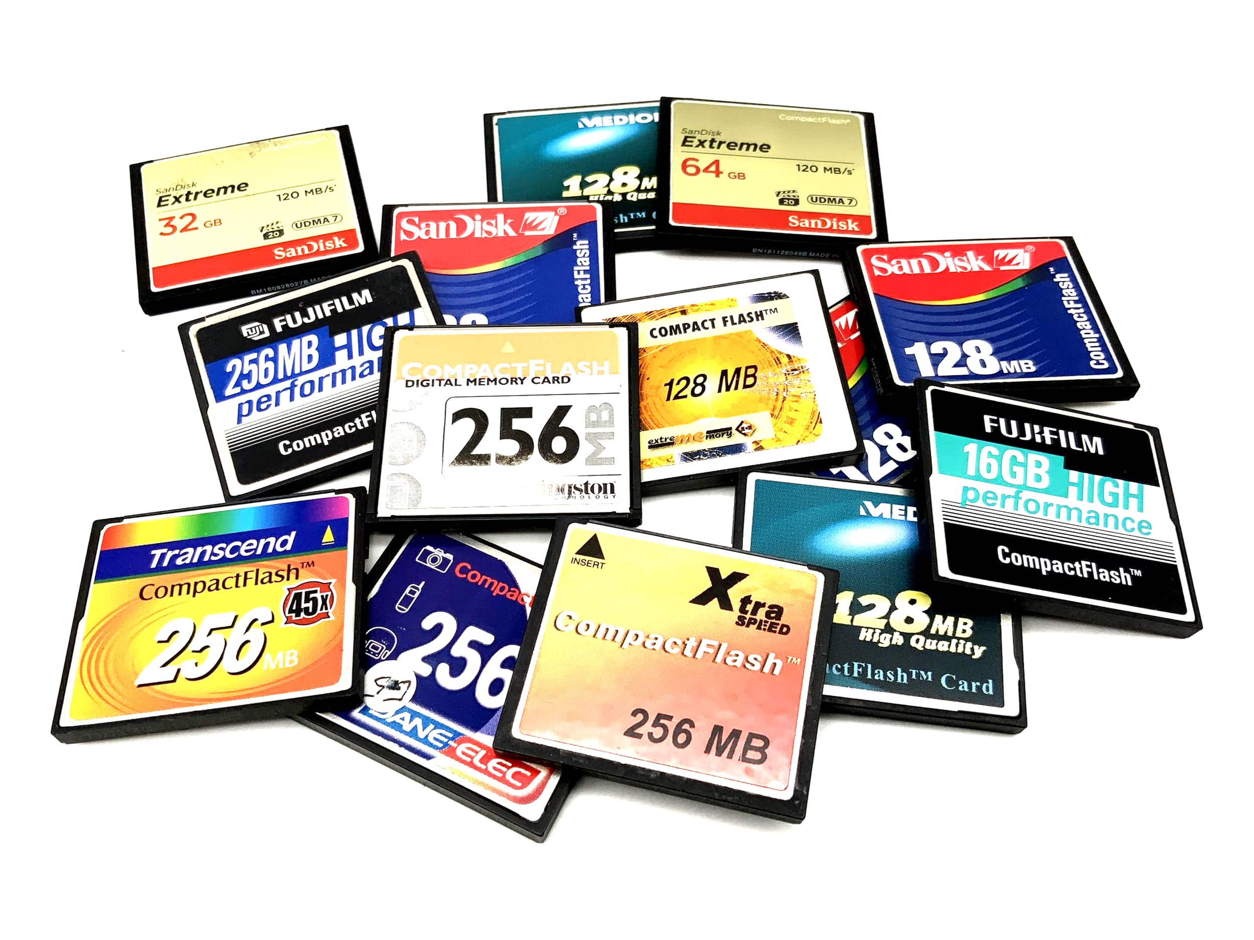 Compact Flash Cards: Selection of memory cards from 16MB to 64GB