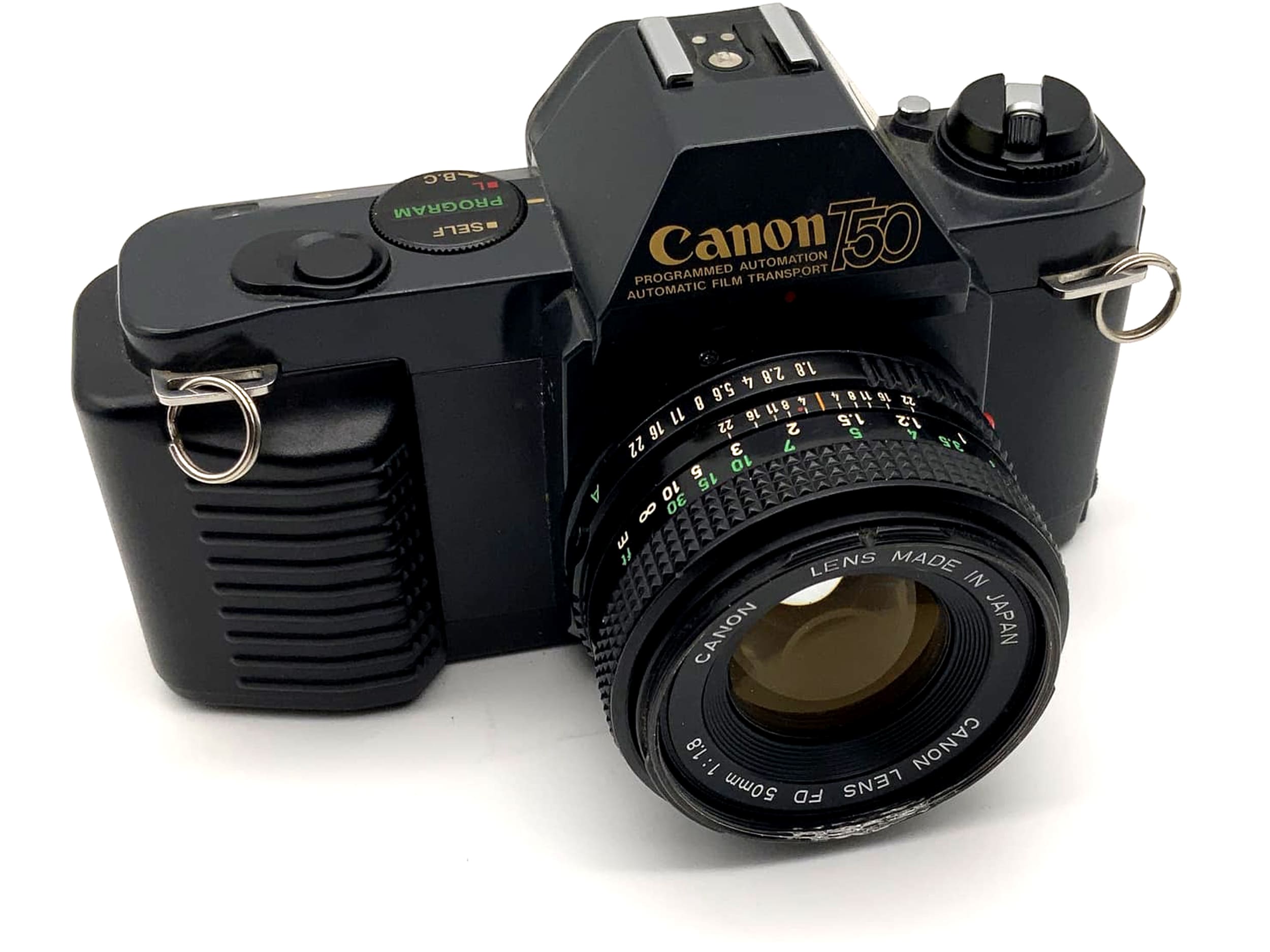 Canon T50 analog SLR camera with Canon 50mm 1/1.8 lens
