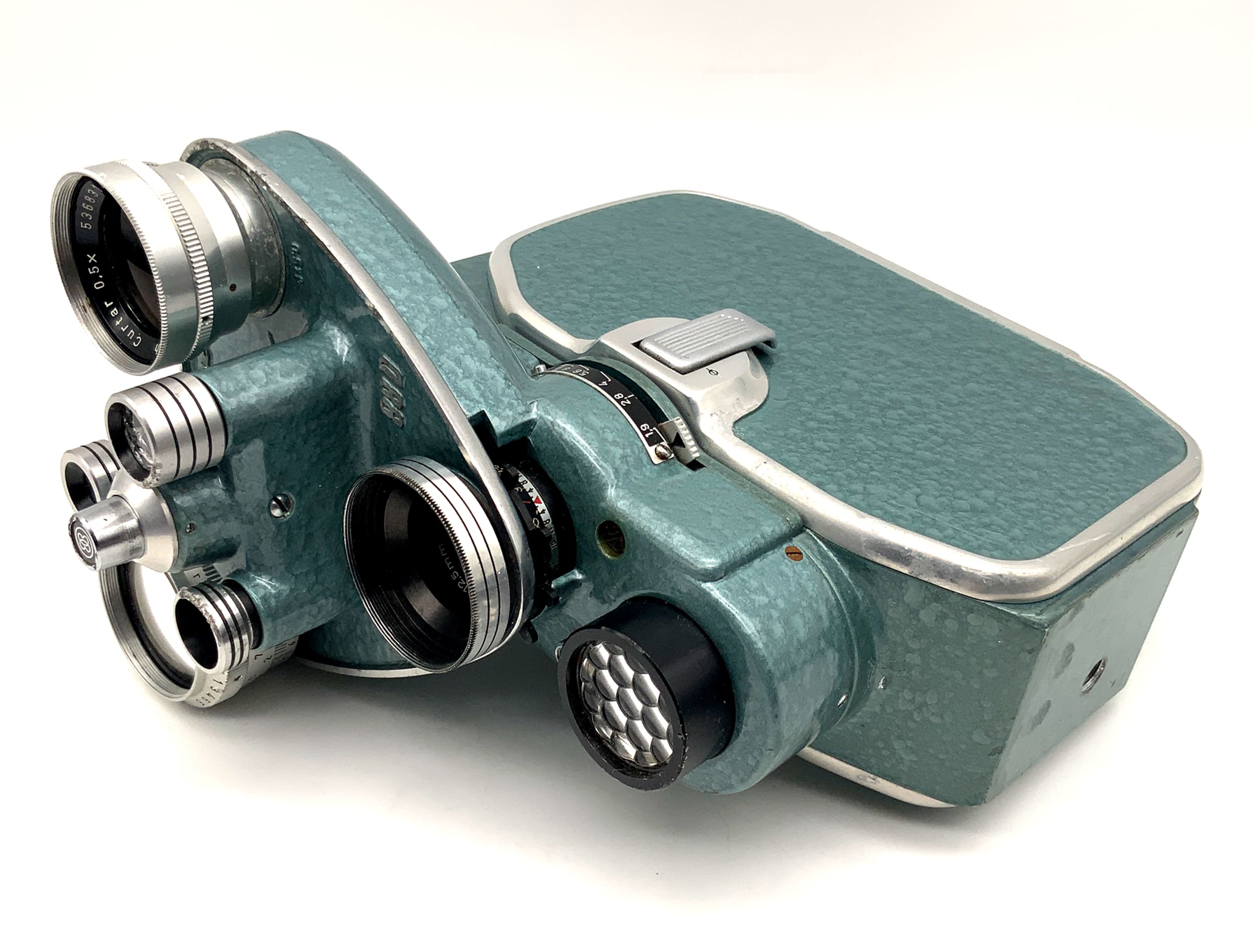 Bauer 88D film camera with Longar 2x, Curtar 0.5x, Ronar 12.5mm double 8mm