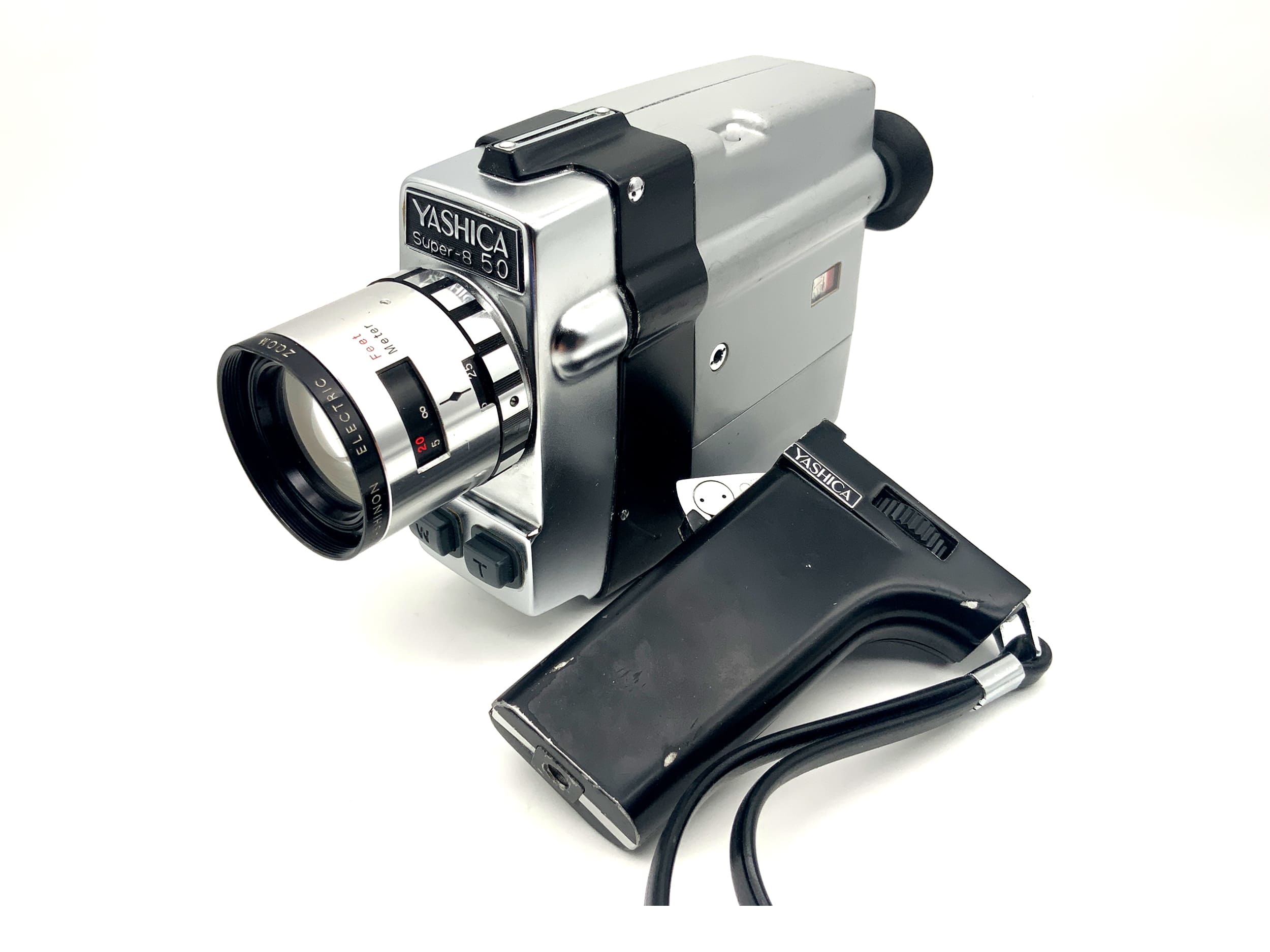 Yashica Super-8 50 film camera with Yashinon 1:1.7 8.5-42.5mm Super 8 lens and grip