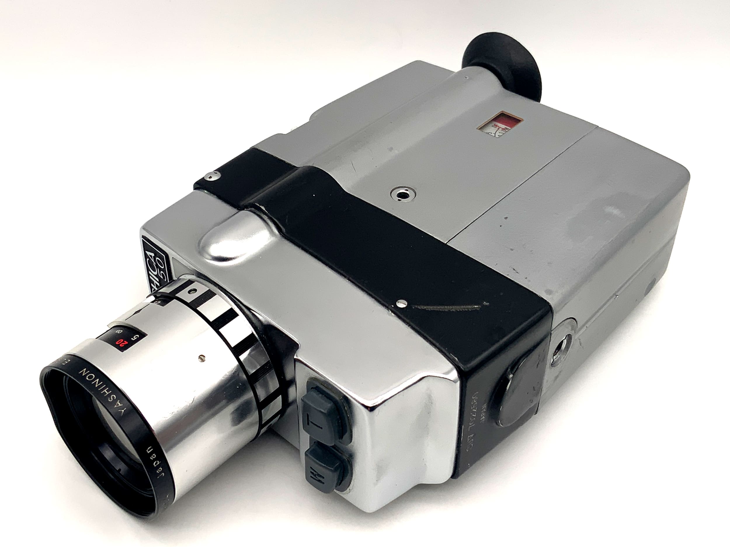 Yashica Super-8 50 film camera with Yashinon 1:1.7 8.5-42.5mm Super 8 lens and grip