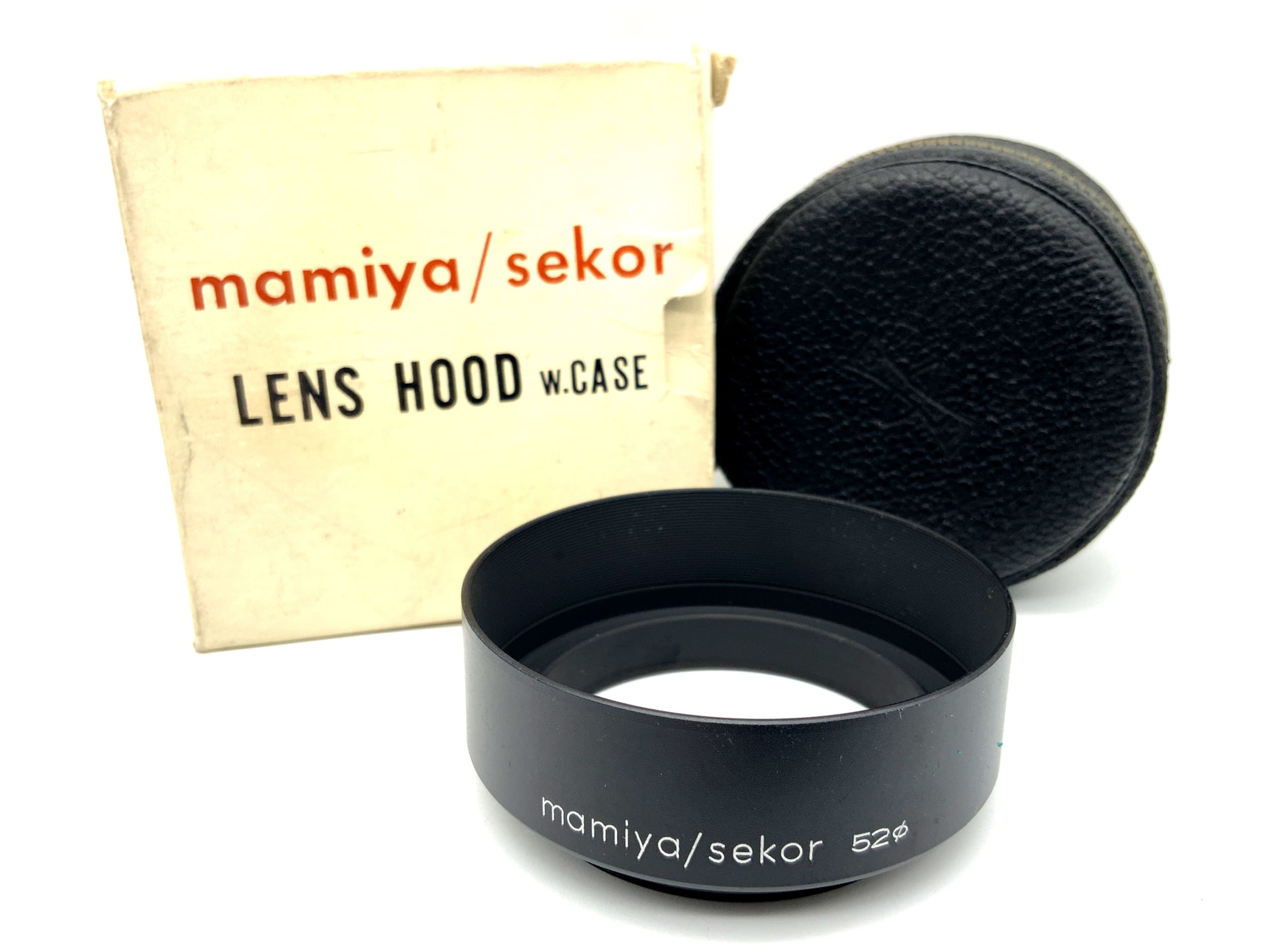 Mamiya Sekor 52mm lens hood ⌀52 metal with bag and original packaging.
