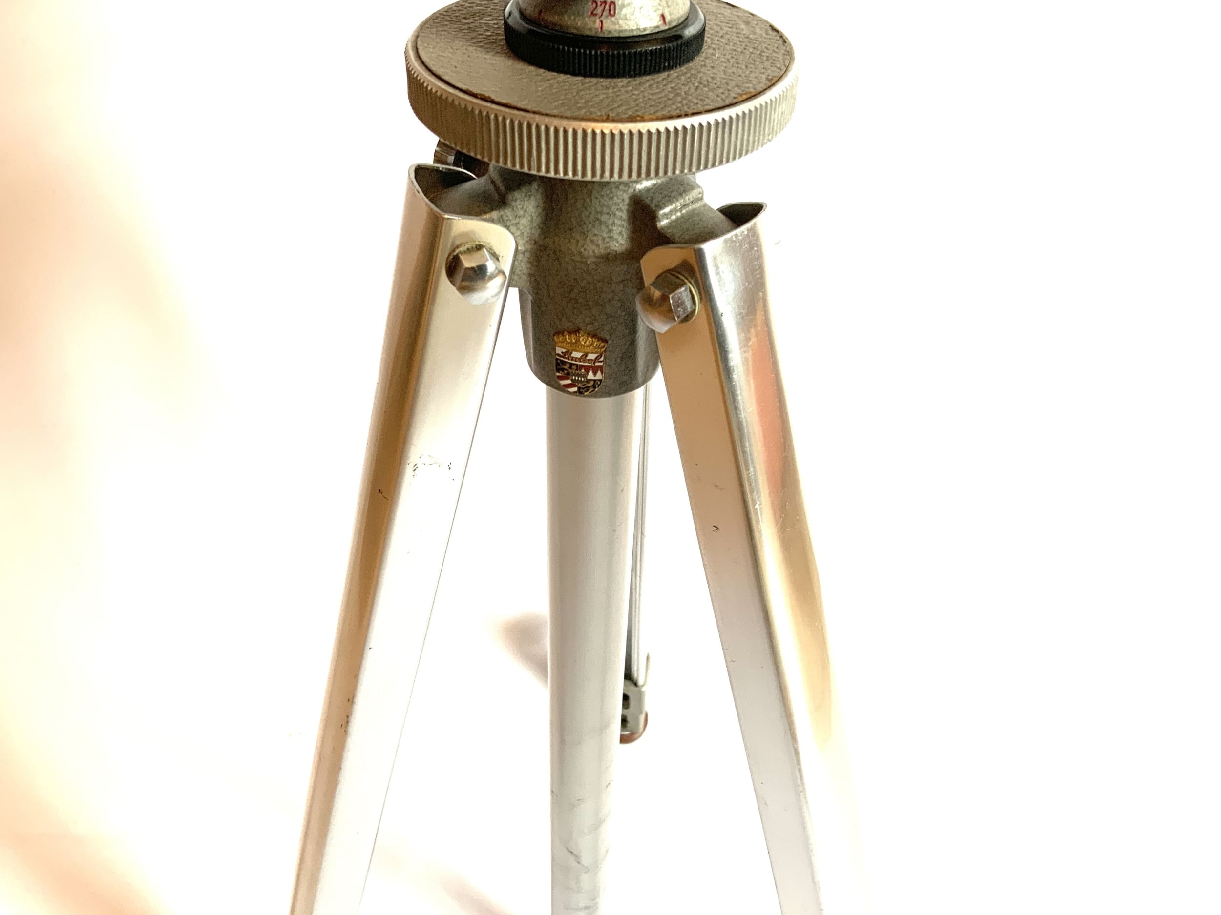 Linhof silver tripod, three-legged photo tripod, camera tripod