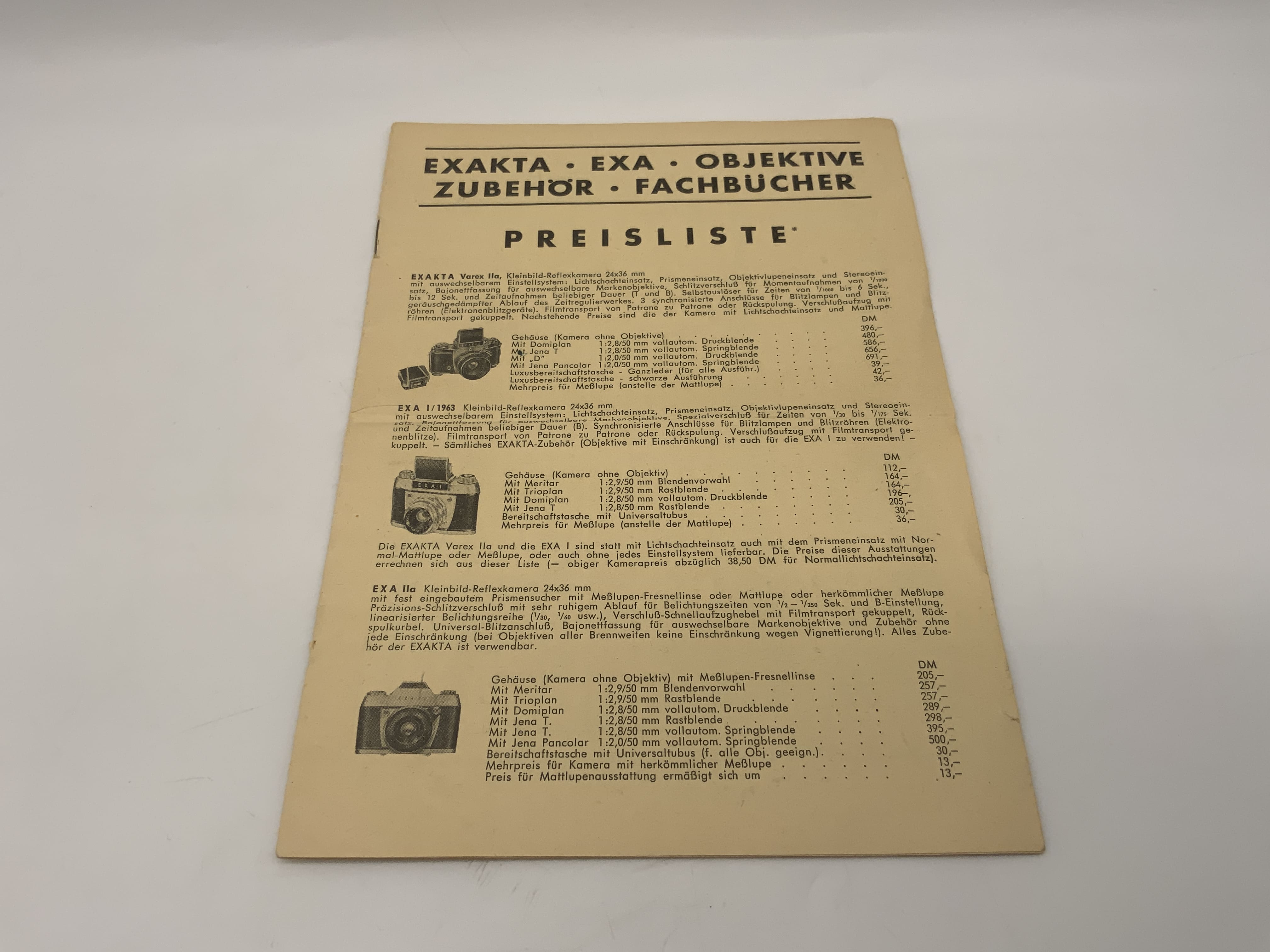 Exakta Nov. 1963 Price List German