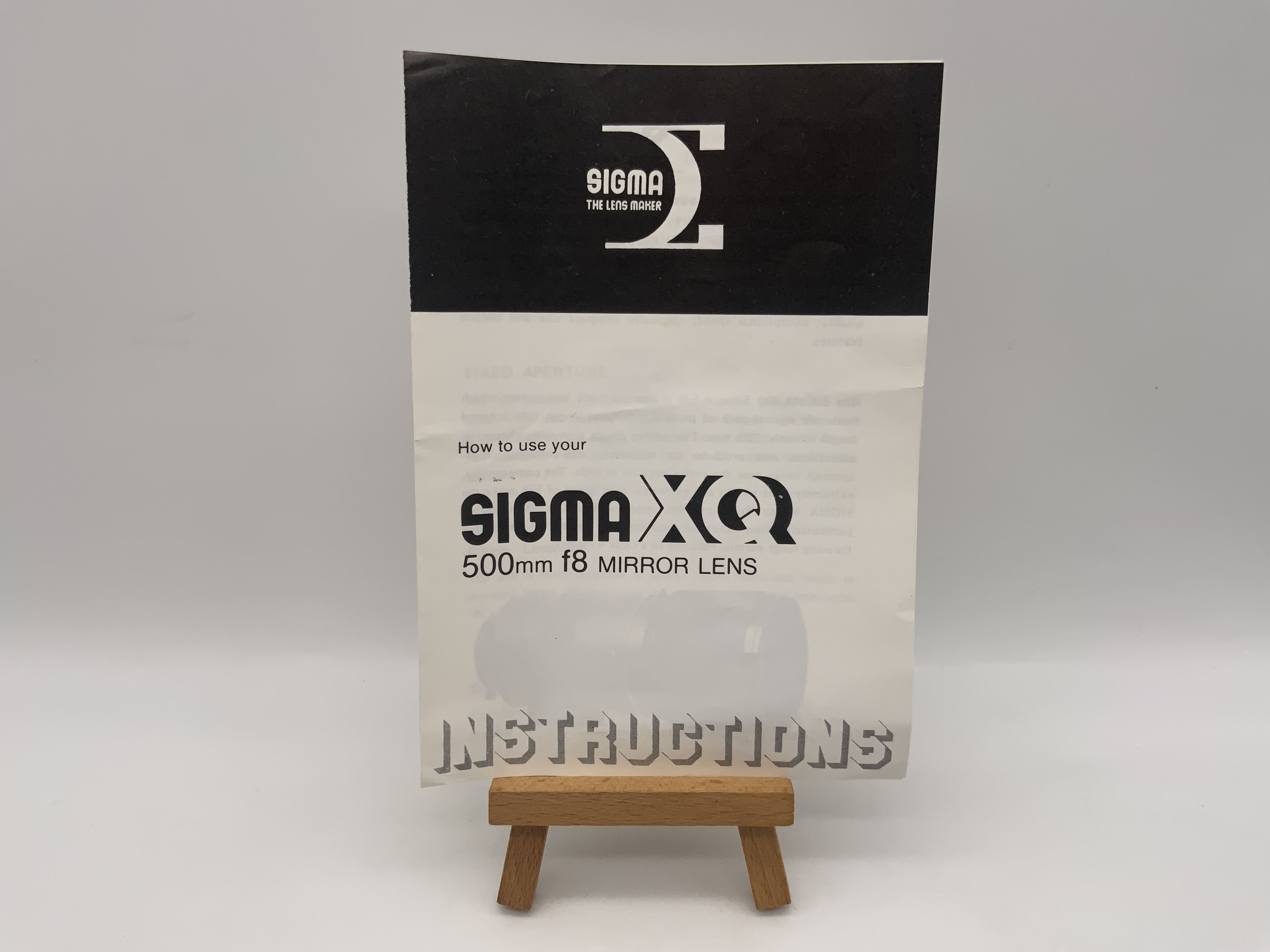 Sigma XQ 500mm f8 Mirror Lens Instruction Manual (English)