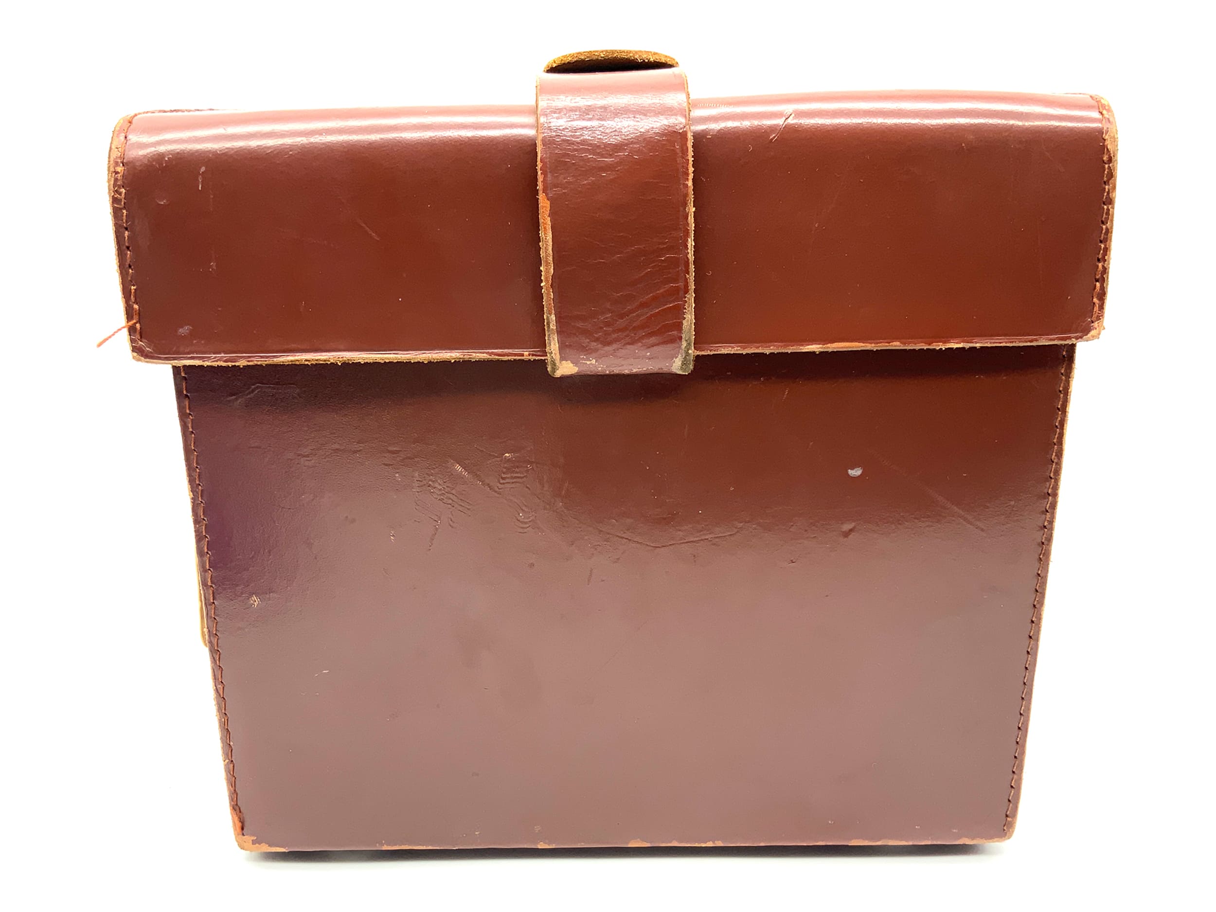 Original Benser brown leather bag, approx. 16x20x11cm, camera bag.