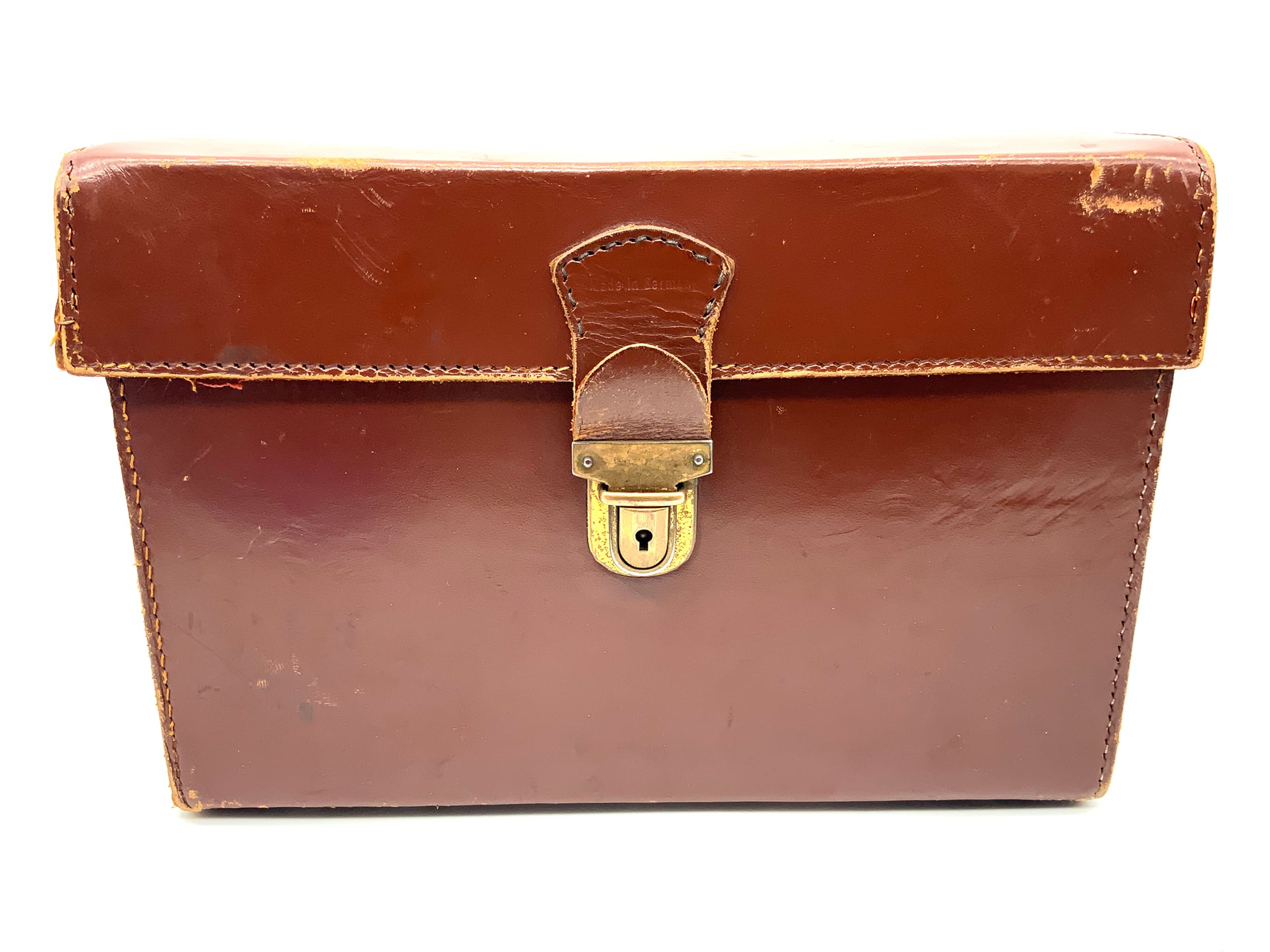 Original Benser brown leather bag, approx. 17x25x11cm, camera bag.