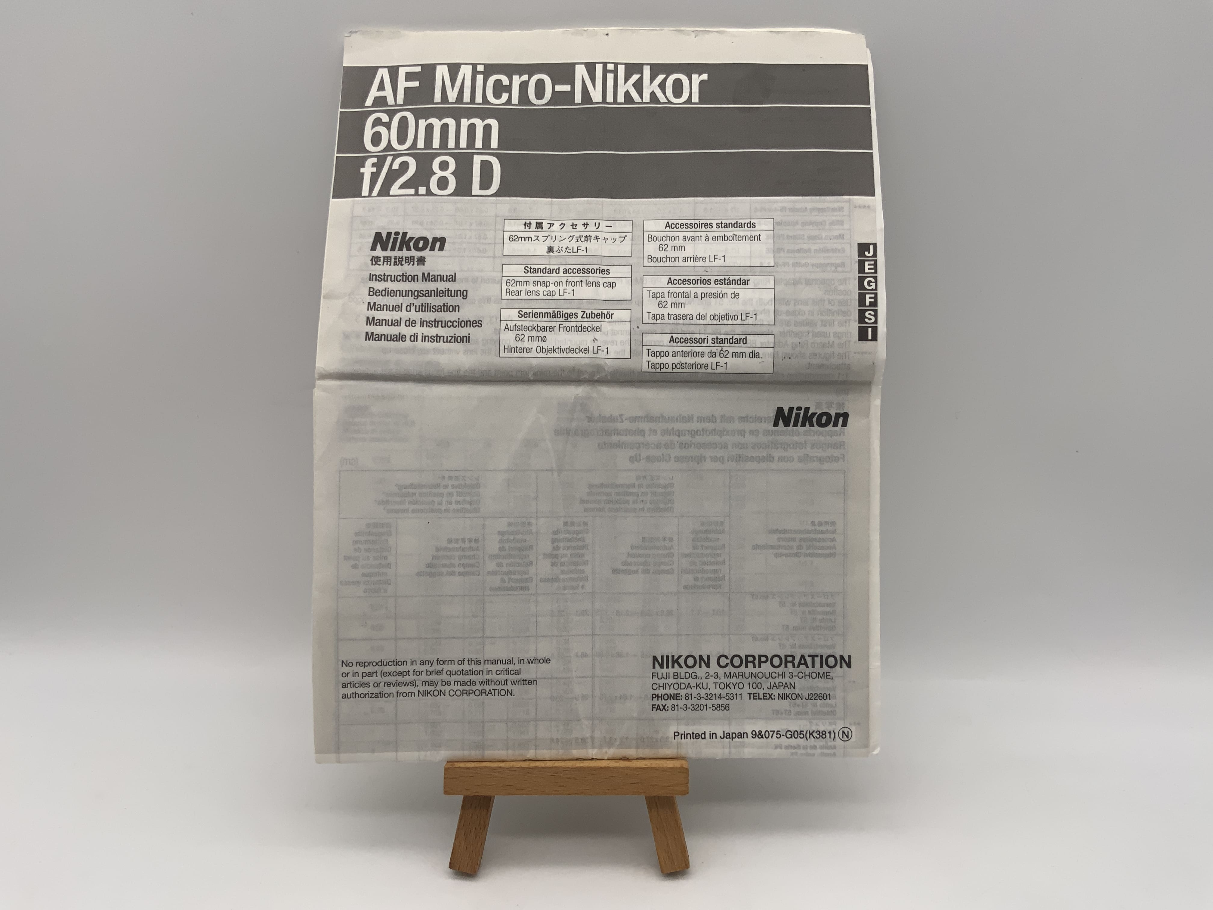 Nikon AF Micro-Nikkor 60mm f/2.8D User Manual (German)