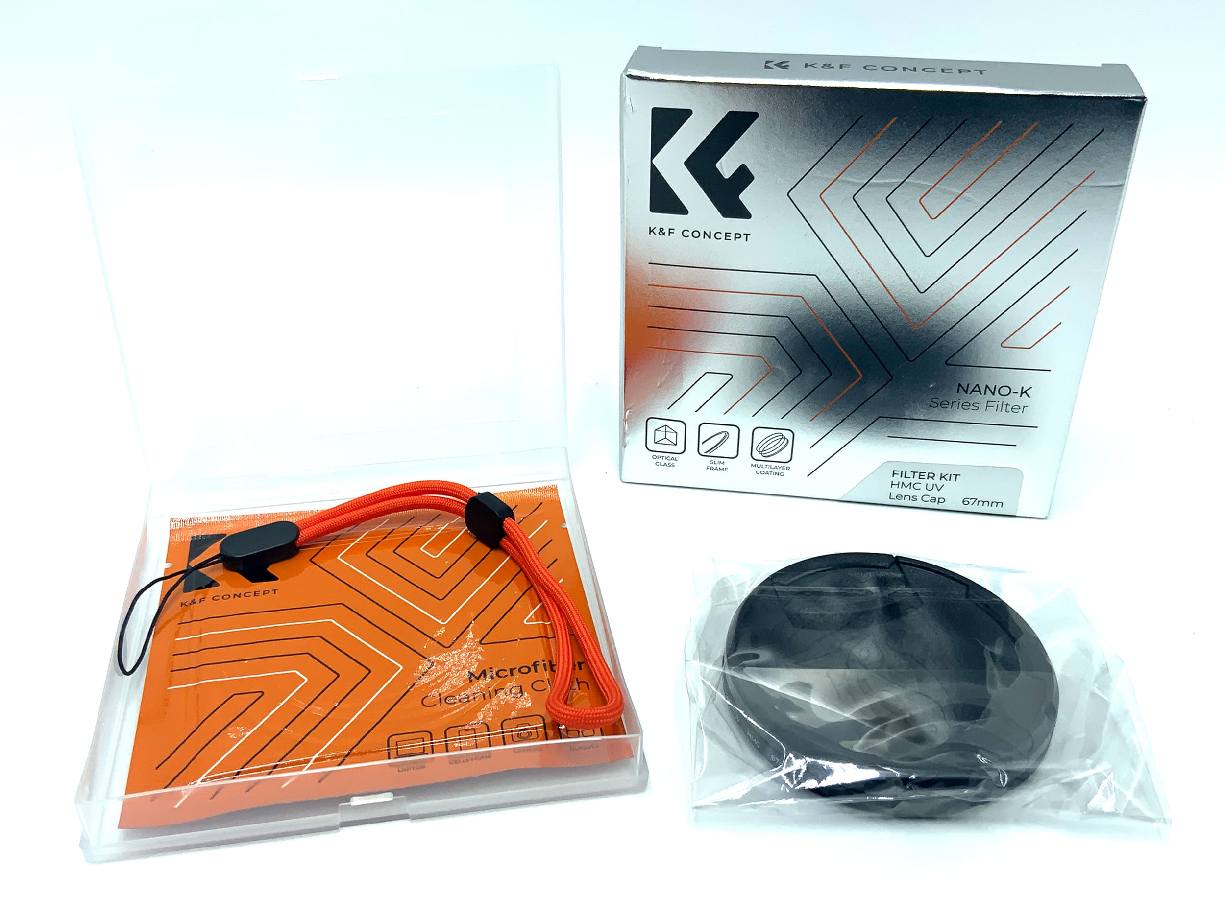 K&F Concept Filter Kit HMC UV+Lens Cap Nano-K Series in OVP Filter 67mm