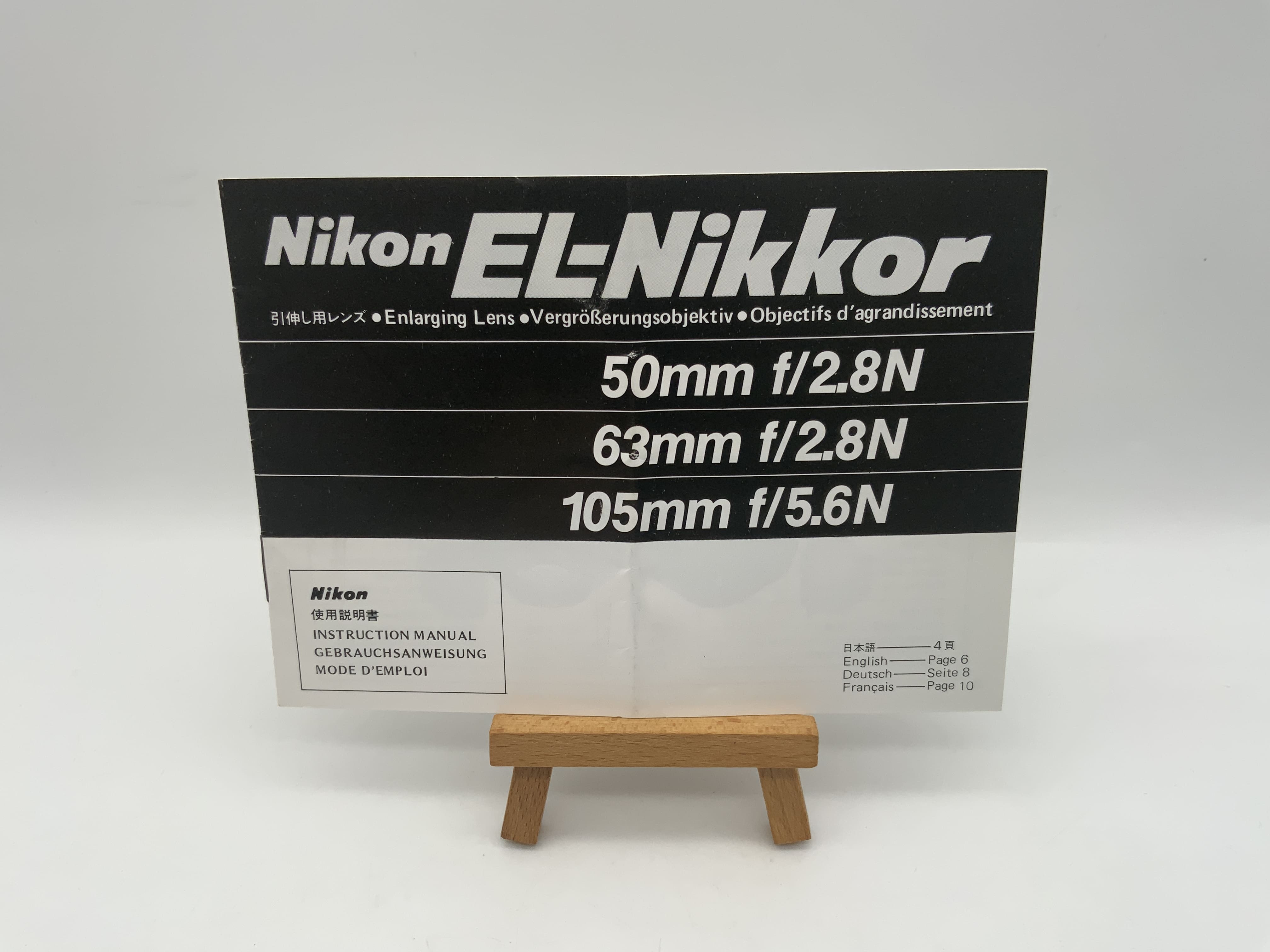 Nikon EL-Nikkor 50mm f/2.8/ 63mm f/2.8N 105mm f/5.6N User Manual (German)
