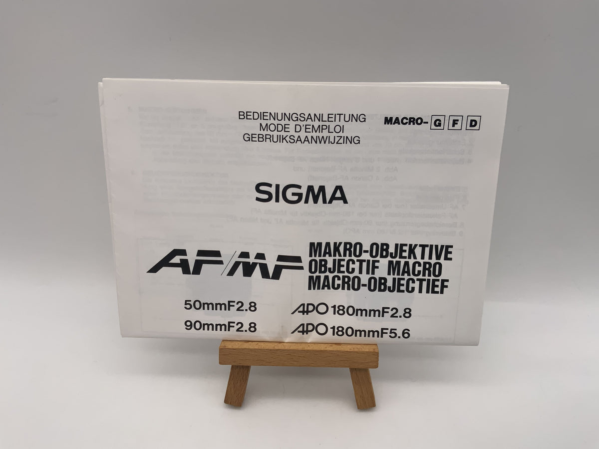 Sigma AF / MF Macro Lenses 50mm F2.8 90mm F2.8 APO 180mm F2.8 Instructions DE