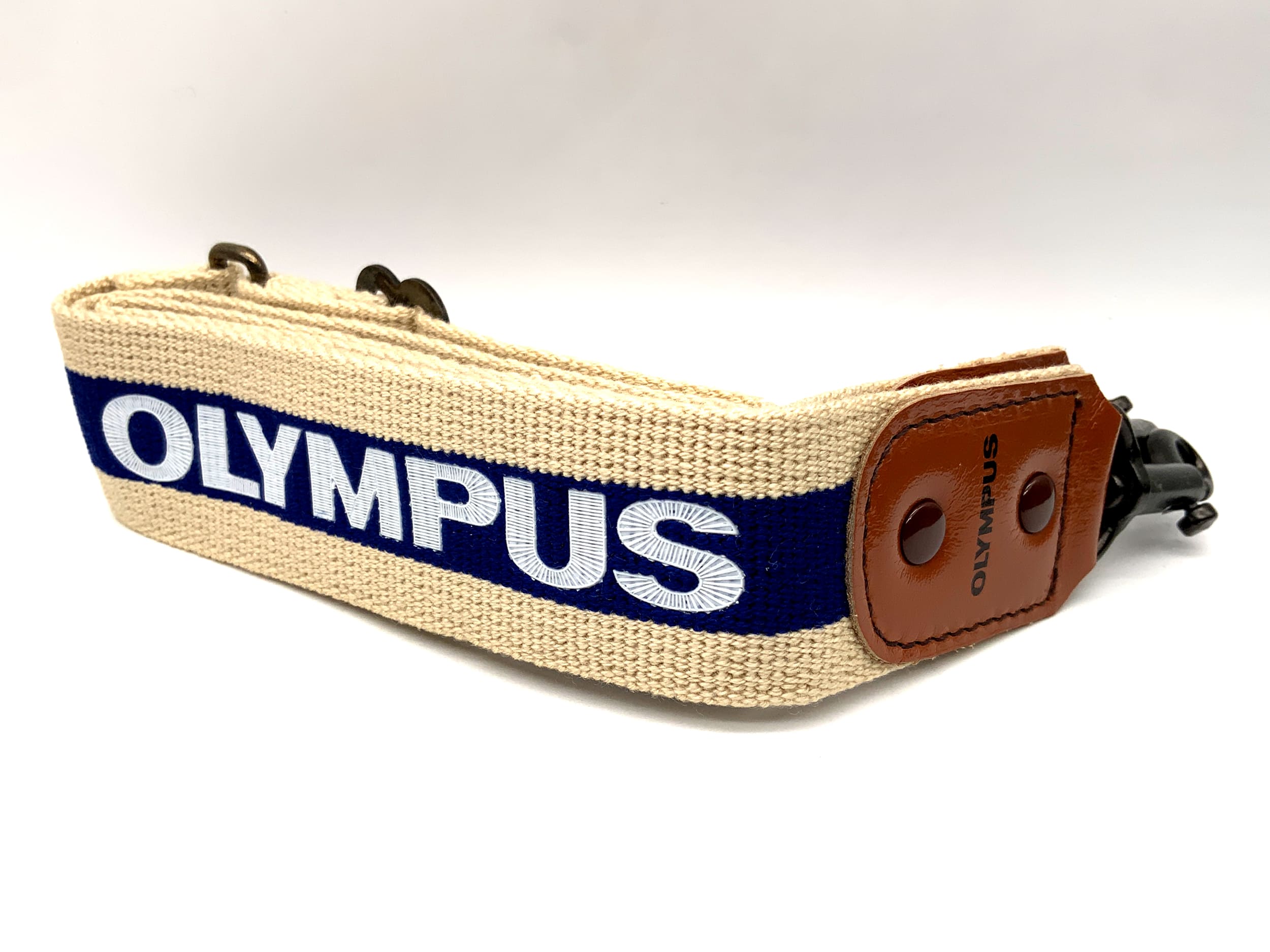 Olympus camera strap, beige/blue, approx. 40mm