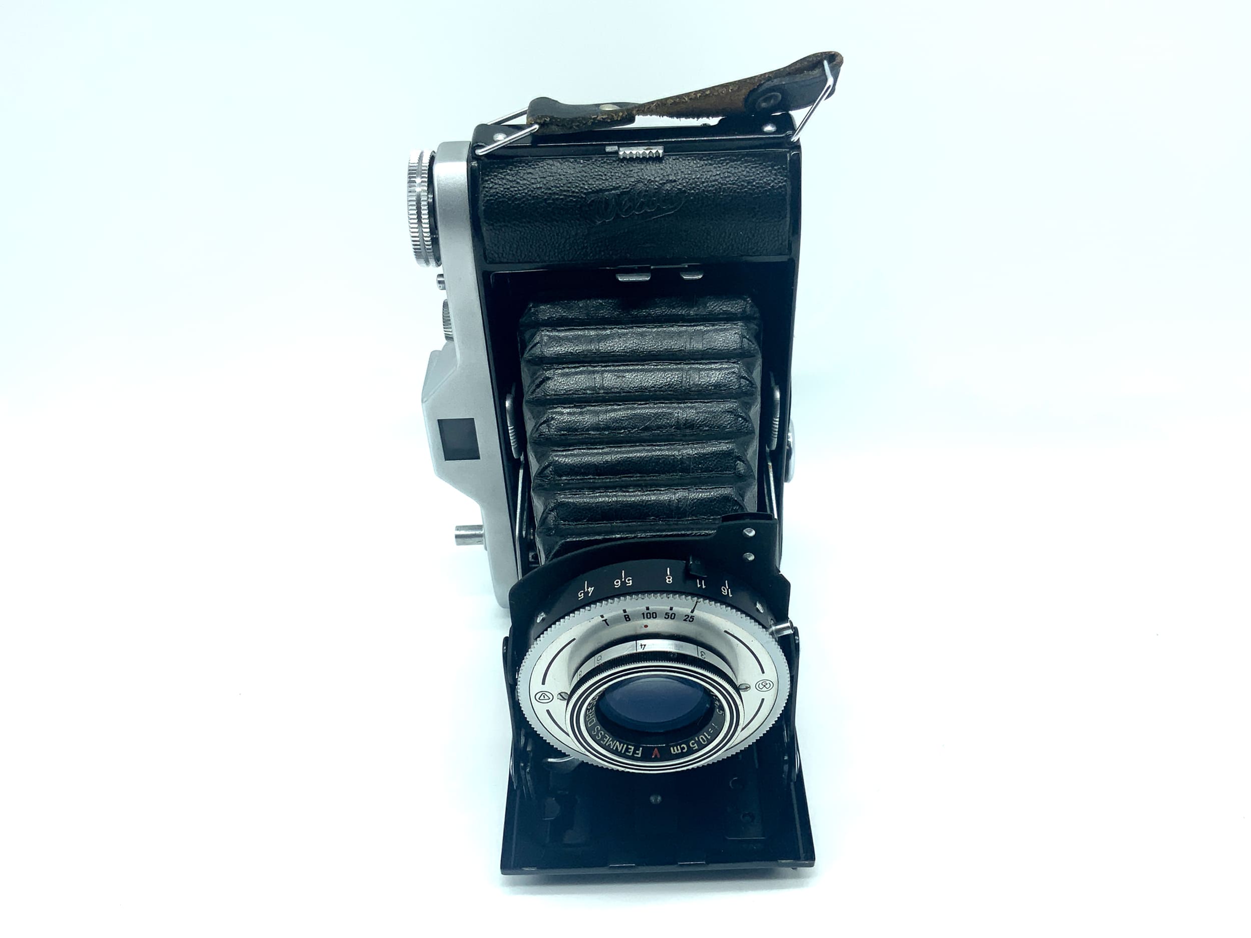 Welta Belfoca II folding camera with fine measuring Dresden Bonotar 10.5cm 1:4.5 red V
