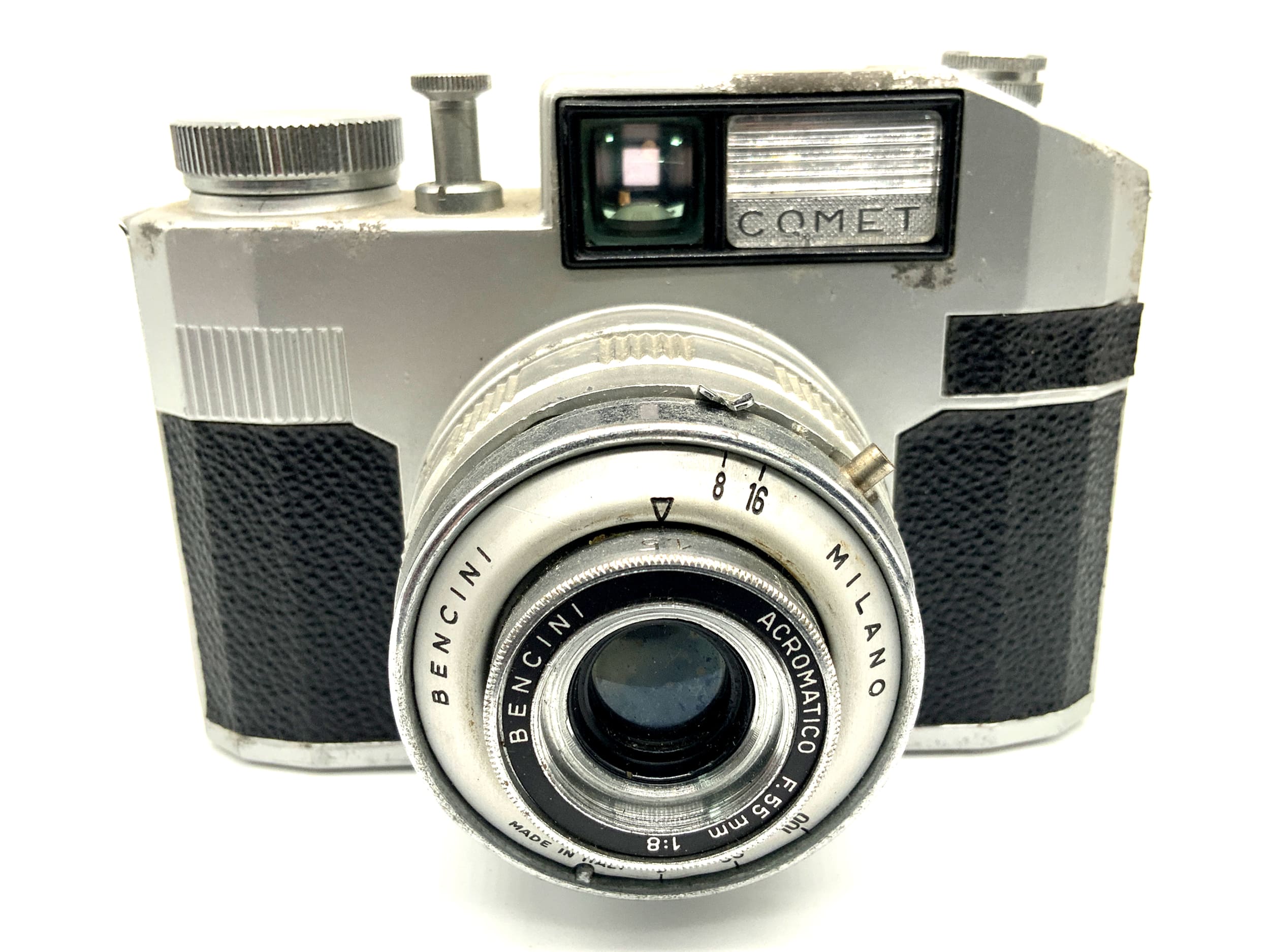 Bencini Comet Sucherkamera mit Acromatico 55mm 1:8 Kompaktkamera Analogkamera