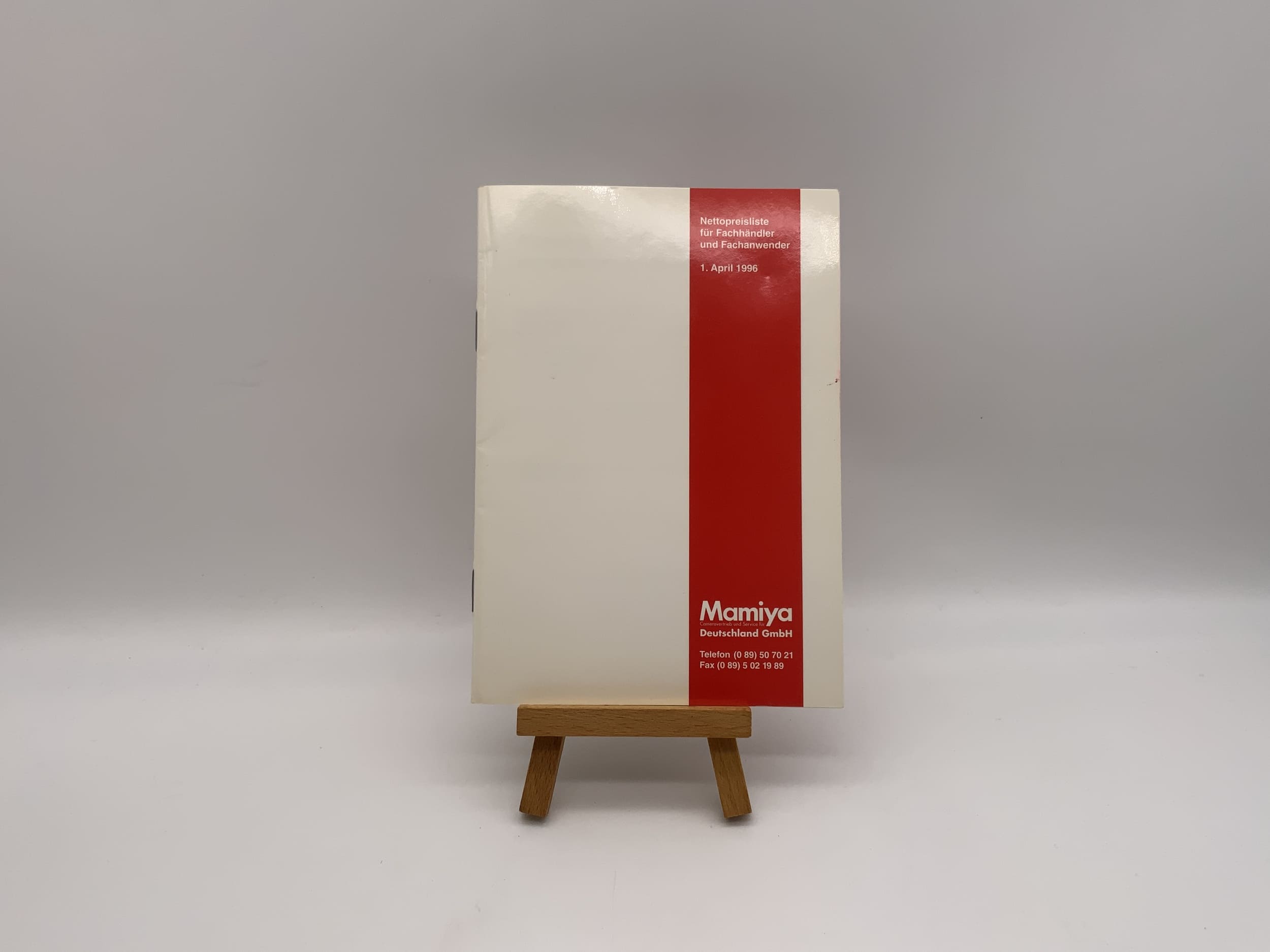 Mamiya Price List 1996 Net Price List for Dealers and Professional Users German